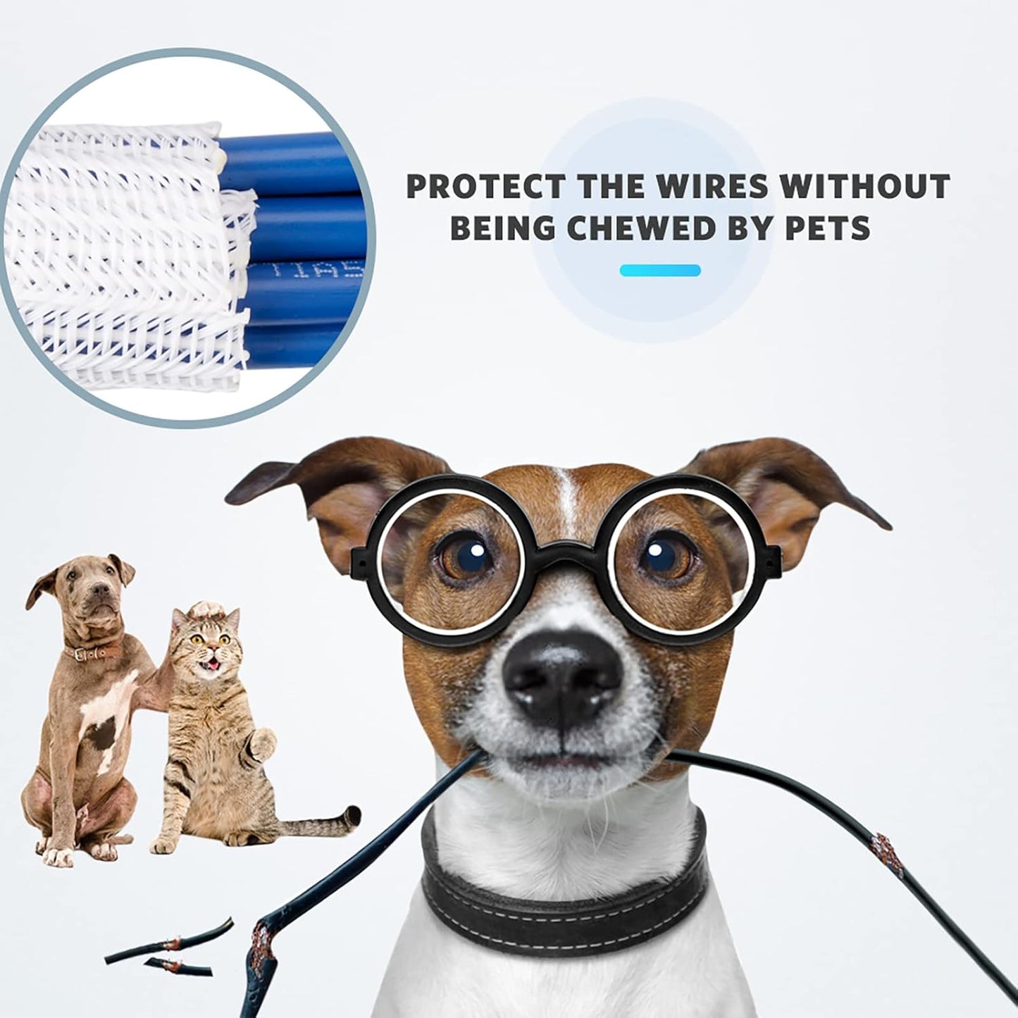 AGPTEK - Cable Sleeve Cover, 25Ft - 4/5 Inch Desk Cord Organizer Cable Hider, Home Office Wire Management Computer TV Wire Loom Tubing, Pet Proof Cord Protector, from Cat Dog Chewing, White - Serious Techies