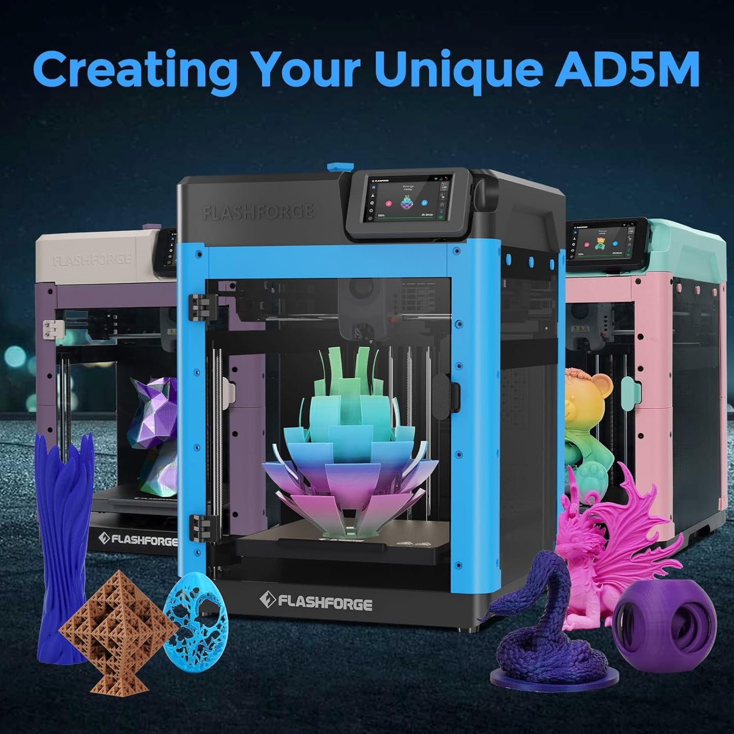 Flashforge - Adventurer 5M 3D Printer, Fully Auto Leveling & 600Mm/S High Speed Printing, Black - Serious Techies
