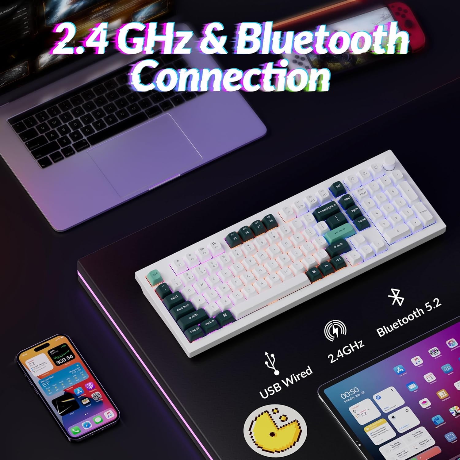 Keychron - Q5 HE Rapid Trigger Gaming Keyboard Wireless with Hall Effect Gateron Double-Rail Magnetic Switch Adjustable Actuation, 2.4 Ghz/Bluetooth/Wired QMK RGB Aluminum for Mac Windows Linux - White - Serious Techies