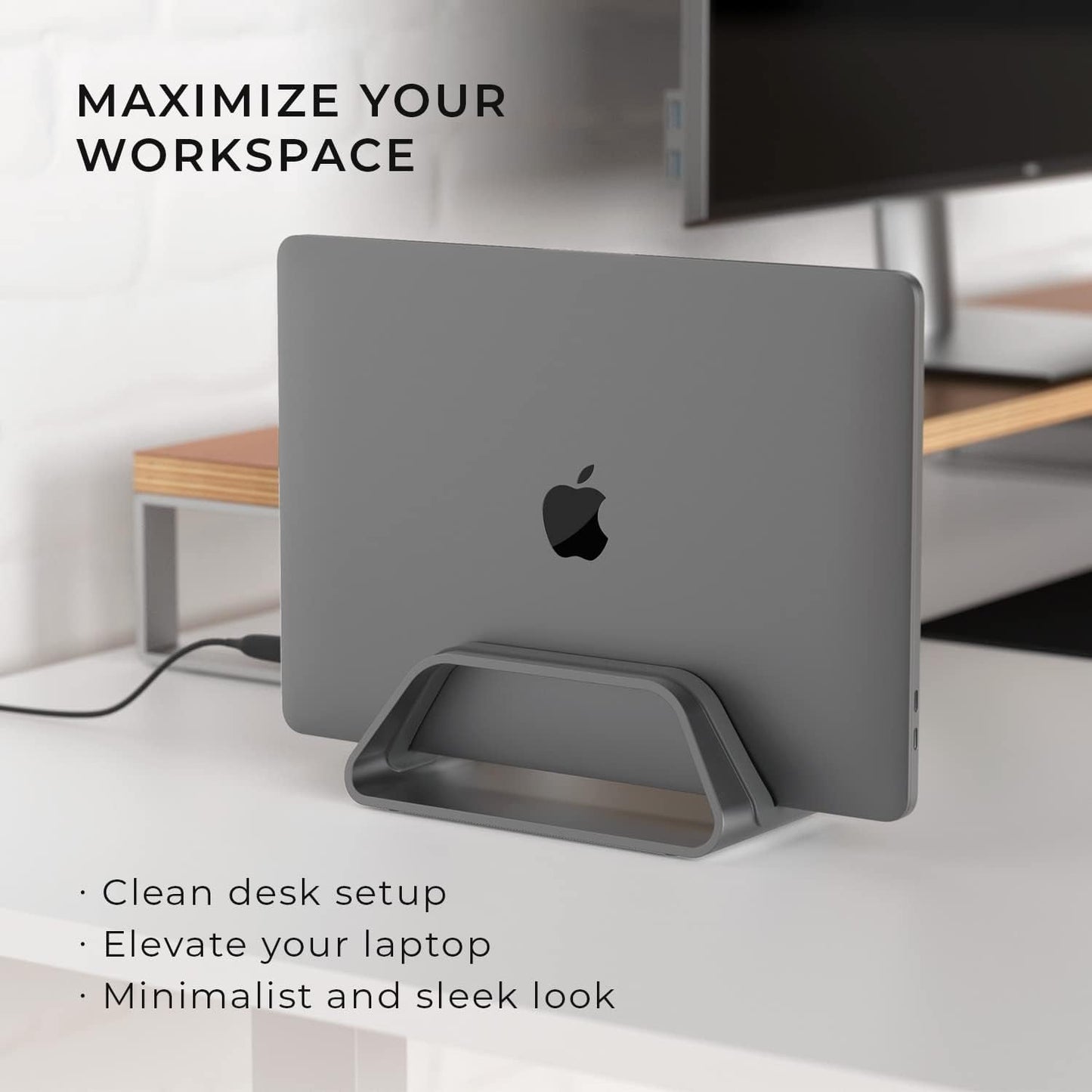 HumanCentric -  Aluminum Vertical Laptop Desk Stand/Holder for Macbook, Macbook Pro , Macbook Air , Space Gray - Serious Techies