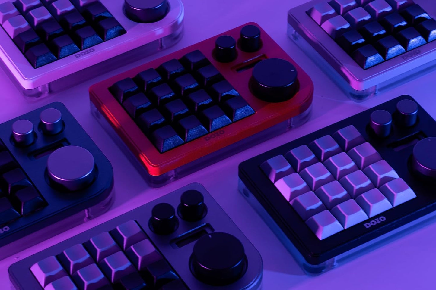 KEEBMONKEY - Megalodon Triple Knob Macro Pad Programmable Designer Mini Keyboard 16 Keys (Black) - Serious Techies