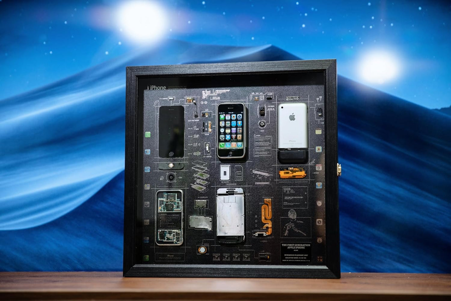 Funbox Design - Wall Art,Framed Teardown Art for Iphone 1St Gen,Disassembled Display for Iphone 1St Gen, Handmade Decor for Tech Lovers,Great Gift for Him (Rectangle) - Serious Techies