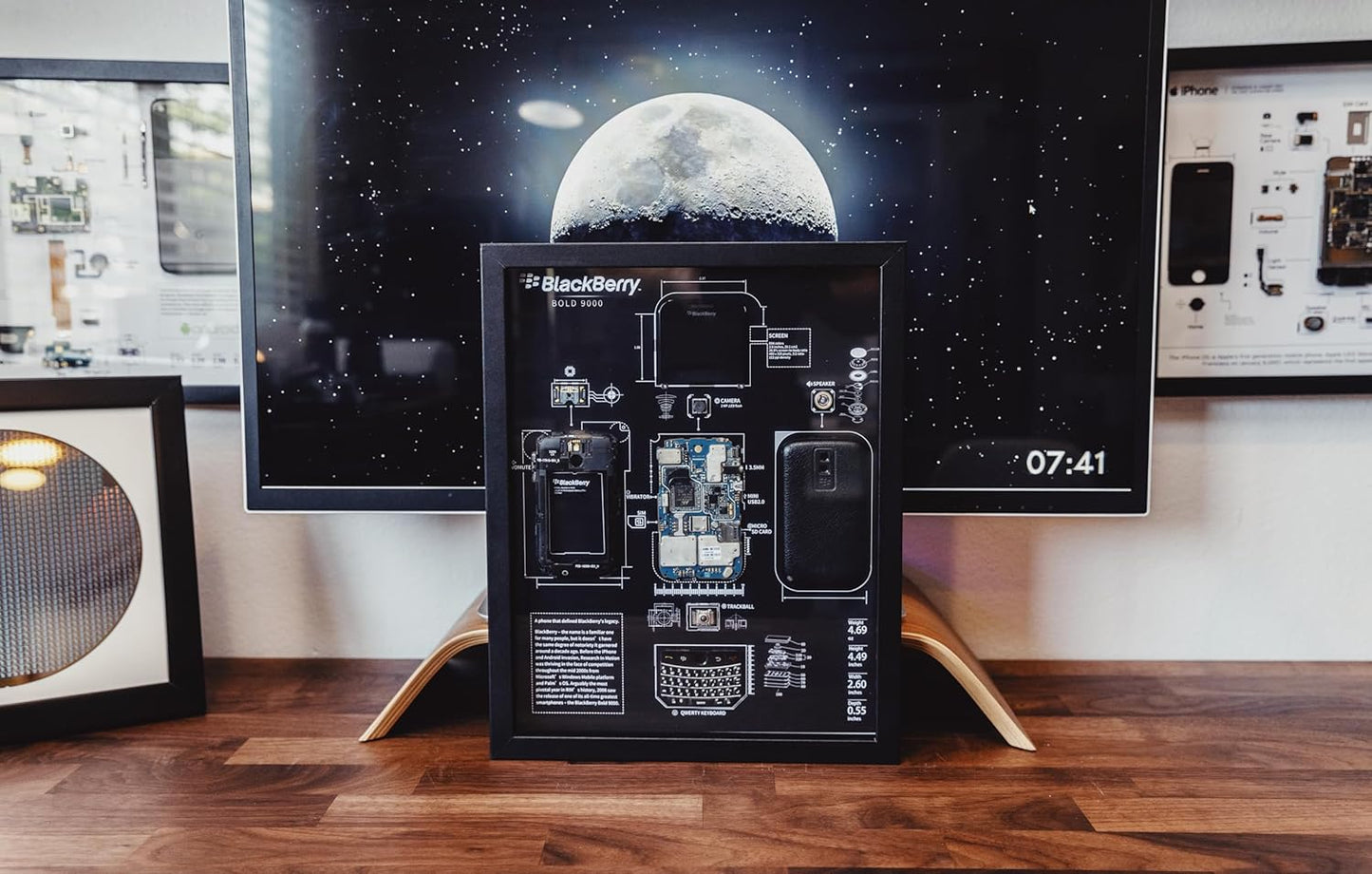 Funbox Design - Disassembled Black Berry Bold 9000 Frame Art, Disassemble Art, Framed Phone, Black Berry 9000 Teardown, Cool Wall Art - Serious Techies