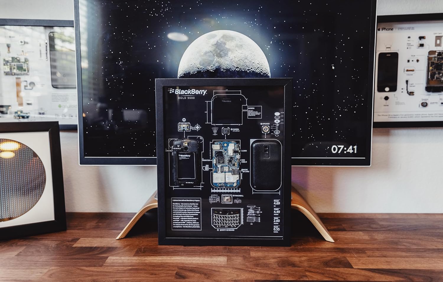 Funbox Design - Disassembled Black Berry Bold 9000 Frame Art, Disassemble Art, Framed Phone, Black Berry 9000 Teardown, Cool Wall Art - Serious Techies