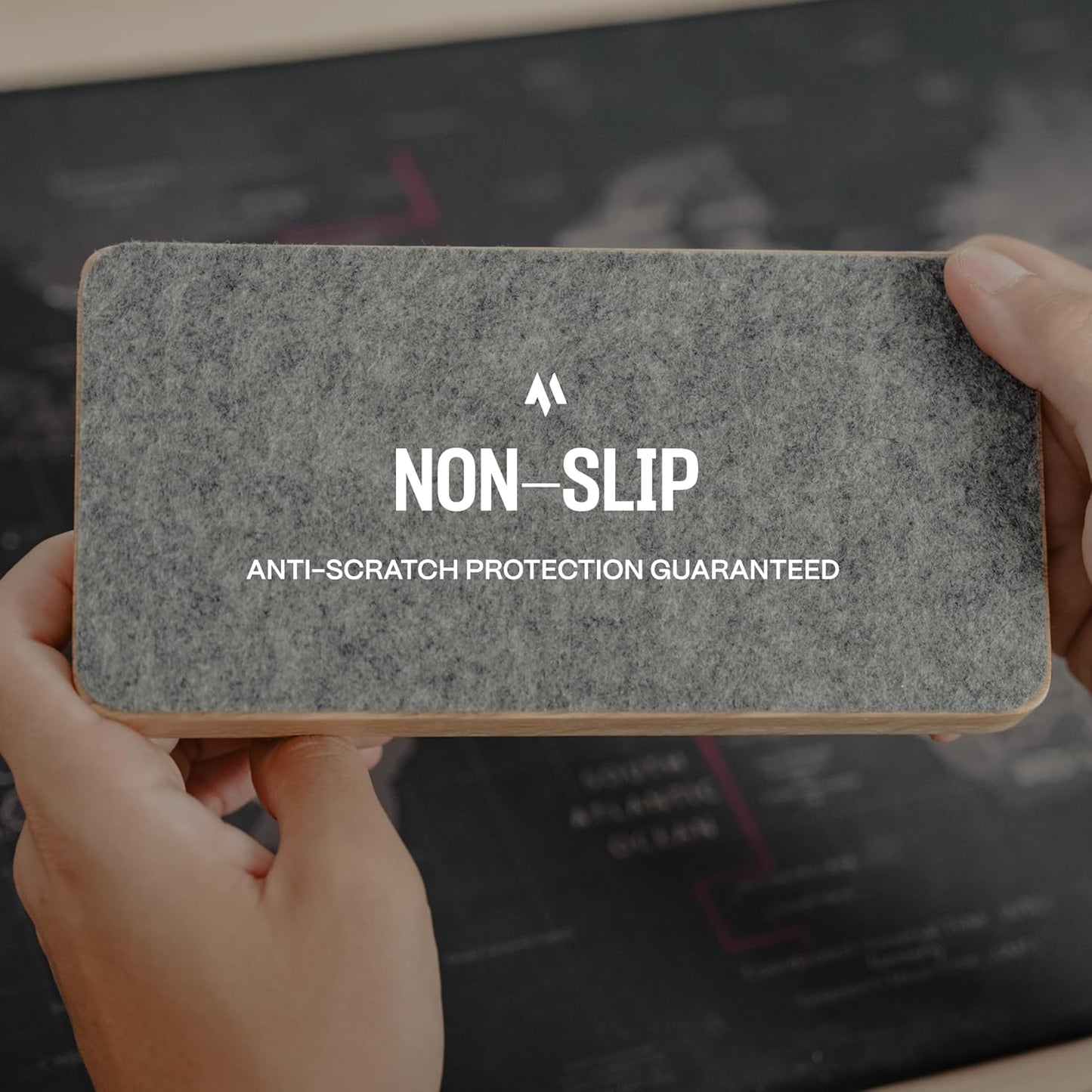 COREMINDED - Modular Office Desk Organizer Tray Set - Solid Wood Desk Tray with Felt Lining - Desktop Organizer Wood Desk Accessories - Set B - Serious Techies