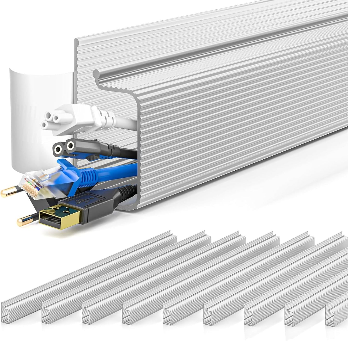 Yecaye - 157In Cable Management, Cord Organizer,Easy Install Self-Adhesive Cable Organizer,Cord Management, Desk Wire Holder for Office Organization,Child and Pet Proofing, White - Serious Techies