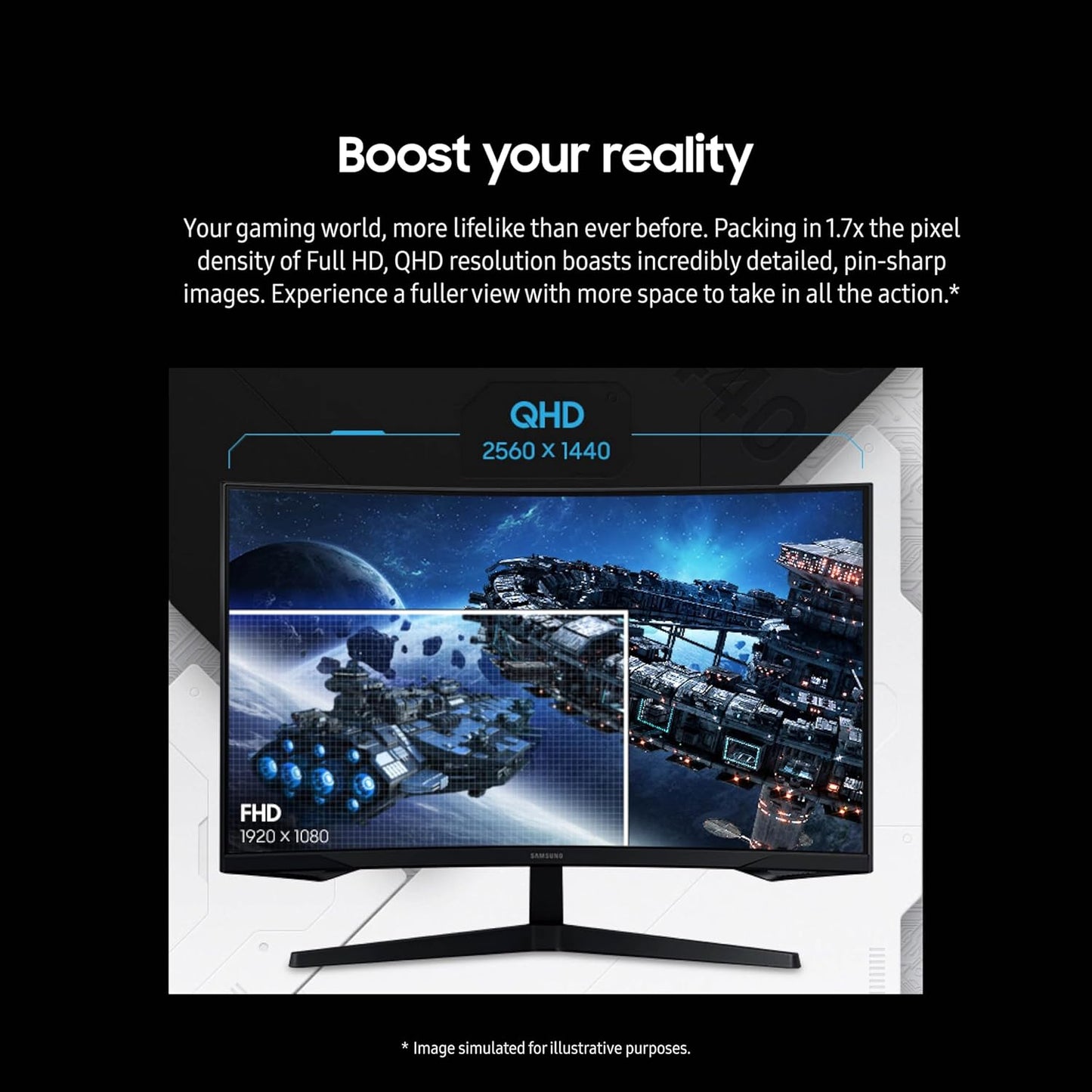 Samsung - 27-Inch Odyssey G55C Series QHD 1000R Curved Gaming Monitor, 1Ms(Mprt), HDR10, 165Hz, AMD Radeon Freesync, Eye Care, LS27CG552ENXZA - Serious Techies