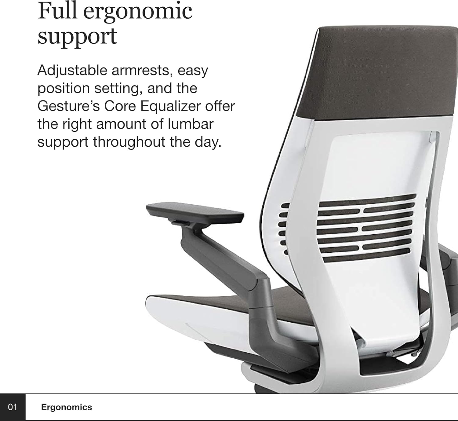 Steelcase - Gesture Office Chair - Ergonomic Work Chair with Wheels for Carpet - Comfortable - Intuitive-To-Adjust for Desk - 360-Degree Arms - Graphite Gray Fabric - Serious Techies