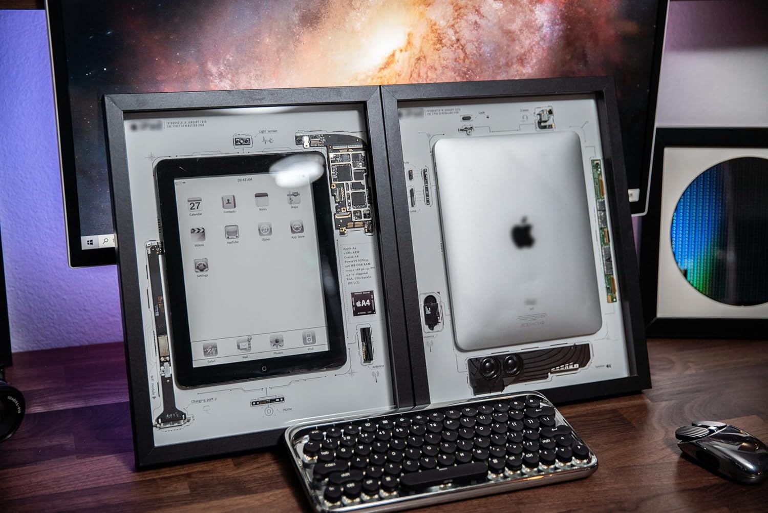 Funbox Design - Disassembled Ipad Art with Frame, Disassemble Art, Framed Ipad 1, Ipad 1 Teardown, Unique Gift, Ipad Wall Art, Frame Art - Serious Techies