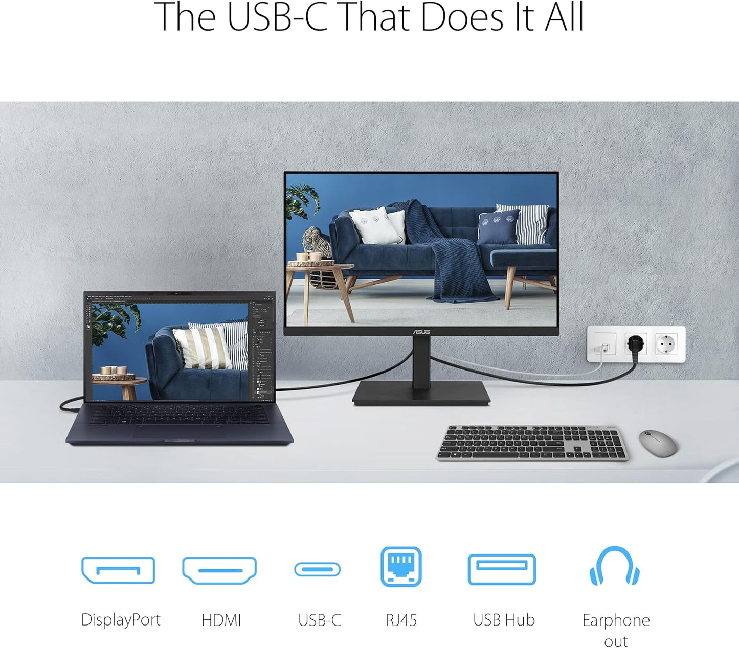 ASUS - 27” 1080P Docking Monitor (VA27ECPSN) – Full HD, IPS, 75Hz, Adaptive-Sync, Speakers, Eye Care, Low Blue Light, Flicker Free, RJ45, USB-C, Displayport, HDMI, Height Adjustment, VESA Wall Mountable - Serious Techies