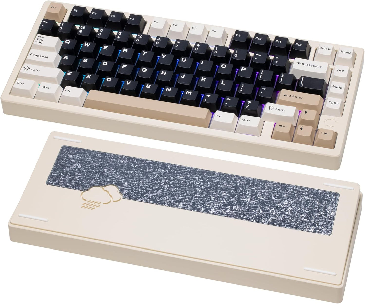 WOBKEY -  Rainy 75 CNC Aluminum Hmx/Jwk/Cocoa Switches Triple-Mode Connectivity Mechanical Keyboard with Superior Acoustics, No Rgb/Pp/Mirrored Glass/3500Mah/Violet Switch (Lite - Silver) - Serious Techies