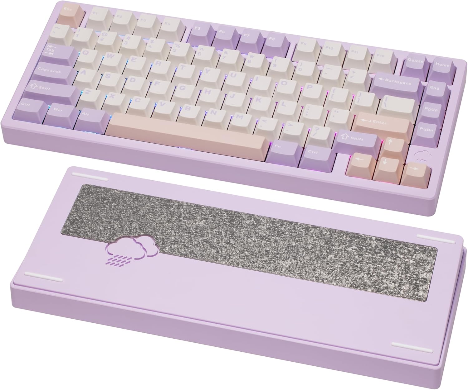WOBKEY -  Rainy 75 CNC Aluminum Hmx/Jwk/Cocoa Switches Triple-Mode Connectivity Mechanical Keyboard with Superior Acoustics, No Rgb/Pp/Mirrored Glass/3500Mah/Violet Switch (Lite - Silver) - Serious Techies
