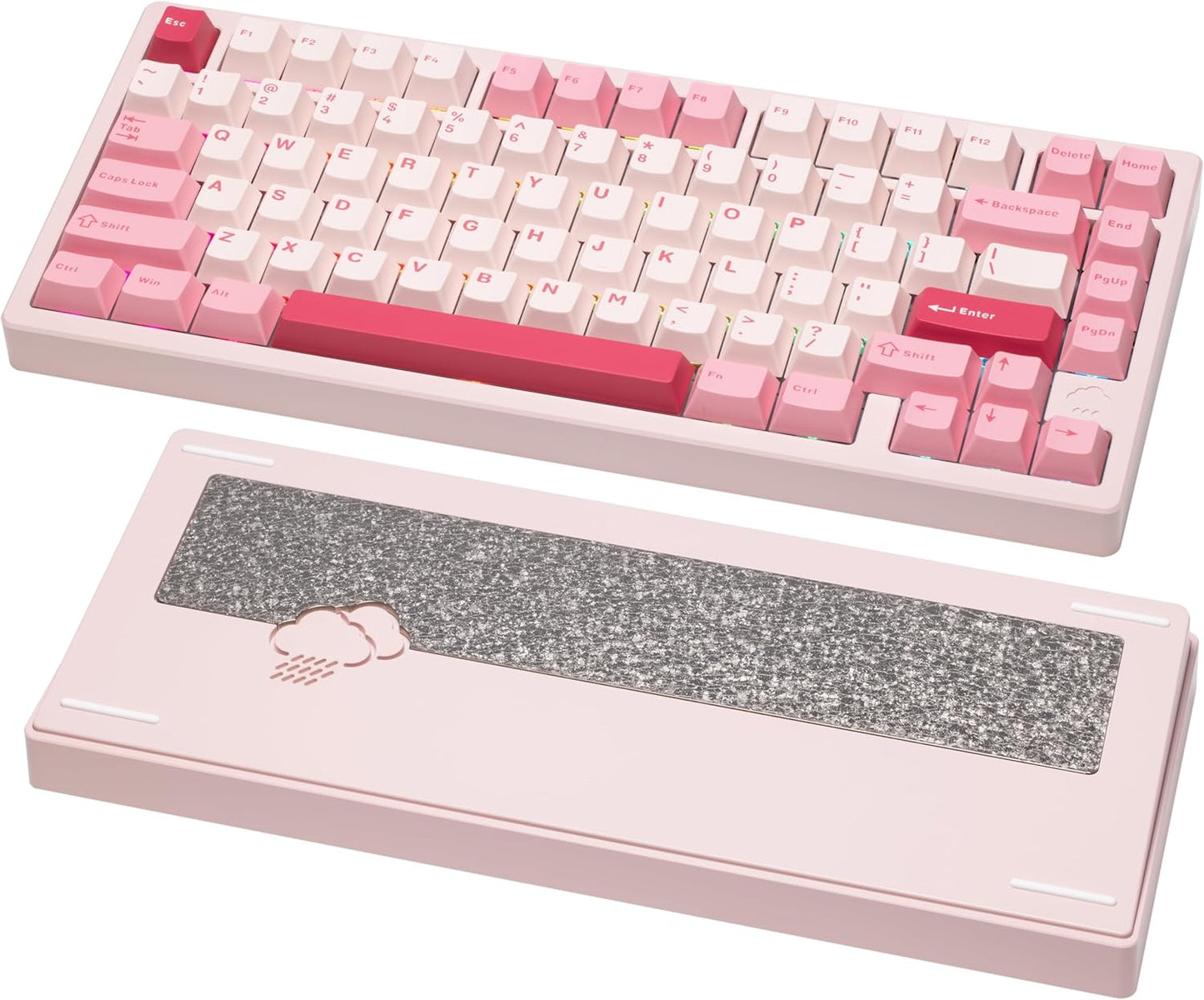 WOBKEY -  Rainy 75 CNC Aluminum Hmx/Jwk/Cocoa Switches Triple-Mode Connectivity Mechanical Keyboard with Superior Acoustics, No Rgb/Pp/Mirrored Glass/3500Mah/Violet Switch (Lite - Silver) - Serious Techies