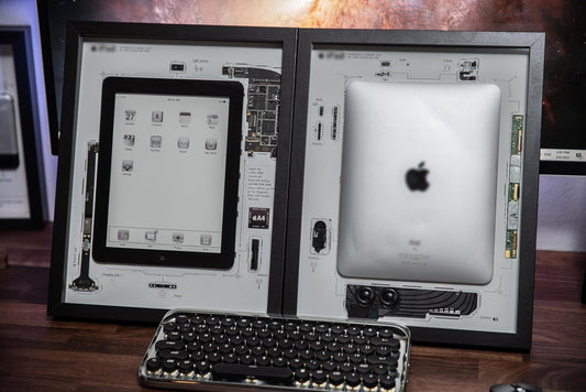 Funbox Design - Disassembled Ipad Art with Frame, Disassemble Art, Framed Ipad 1, Ipad 1 Teardown, Unique Gift, Ipad Wall Art, Frame Art - Serious Techies