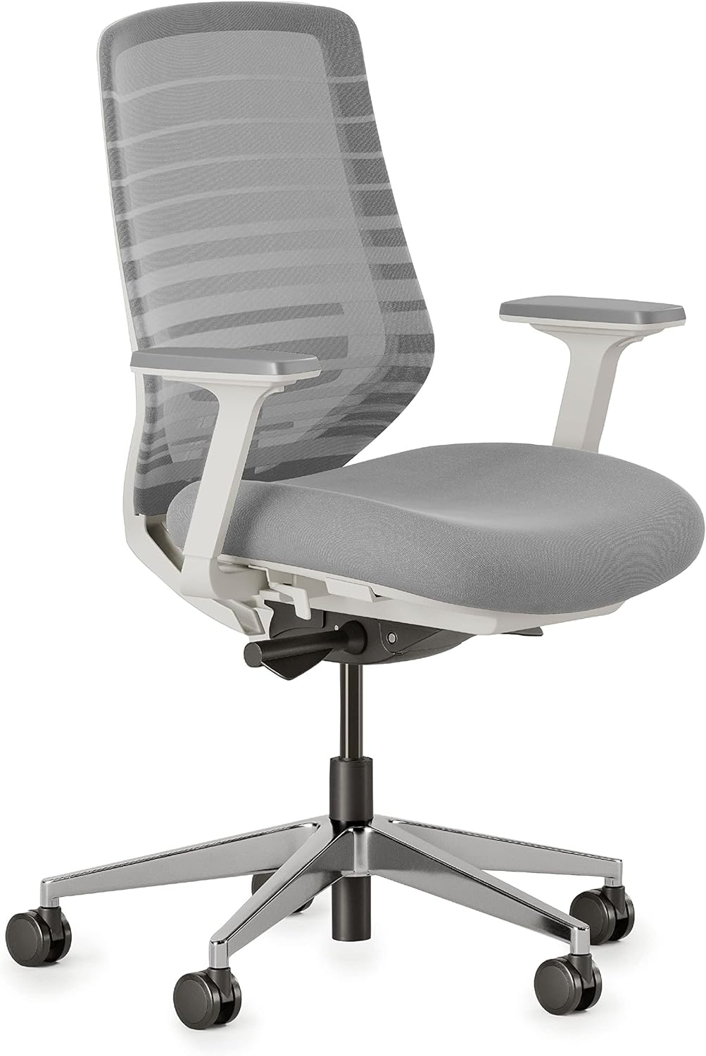 Branch - Ergonomic Chair - a Versatile Desk Chair with Adjustable Lumbar Support, Breathable Mesh Backrest, and Smooth Wheels - Experience Optimal Comfort and Support - Pebble - White - Serious Techies