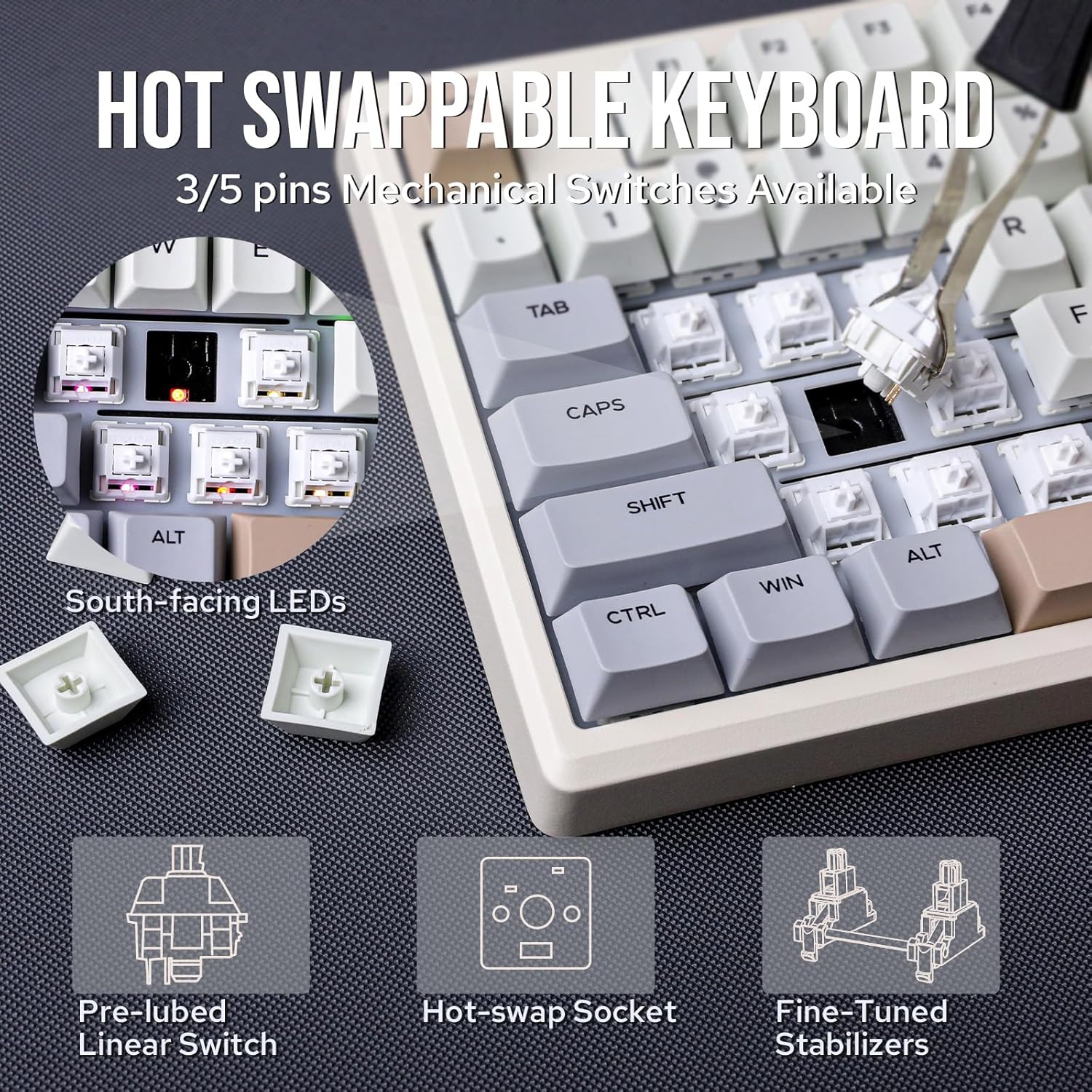 EPOMAKER - Galaxy100 QMK/VIA Wireless Gaming Keyboard, Aluminum Shell, Bluetooth/2.4Ghz/Usb-C, Pre-Lubed Hot-Swappable Linear Switches, NKRO, RGB Backlit (Creamy White, Marble White Switch) - Serious Techies
