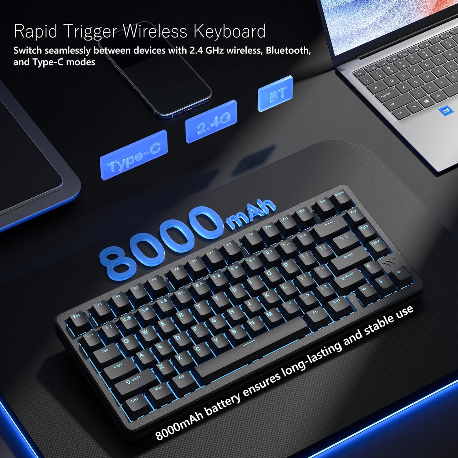 Womier - SK75 TMR/HE Hall Effec Keyboard 75%, Wireless Mechanical Keyboard Rapid Trigger Custom Magnetic Switch Keyboards with 8000 Hz Hot Swap, BT/2.4G/USB-C with Mac Windows Linux (Aluminum) - Serious Techies