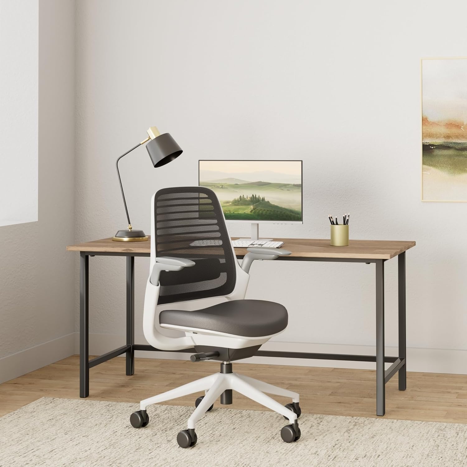 Steelcase - Series 1 Office Chair - Ergonomic Work Chair with Wheels for Carpet - Helps Support Productivity - Weight-Activated Controls, Back Supports & Arm Support - Easy Assembly - Graphite, Light - Serious Techies