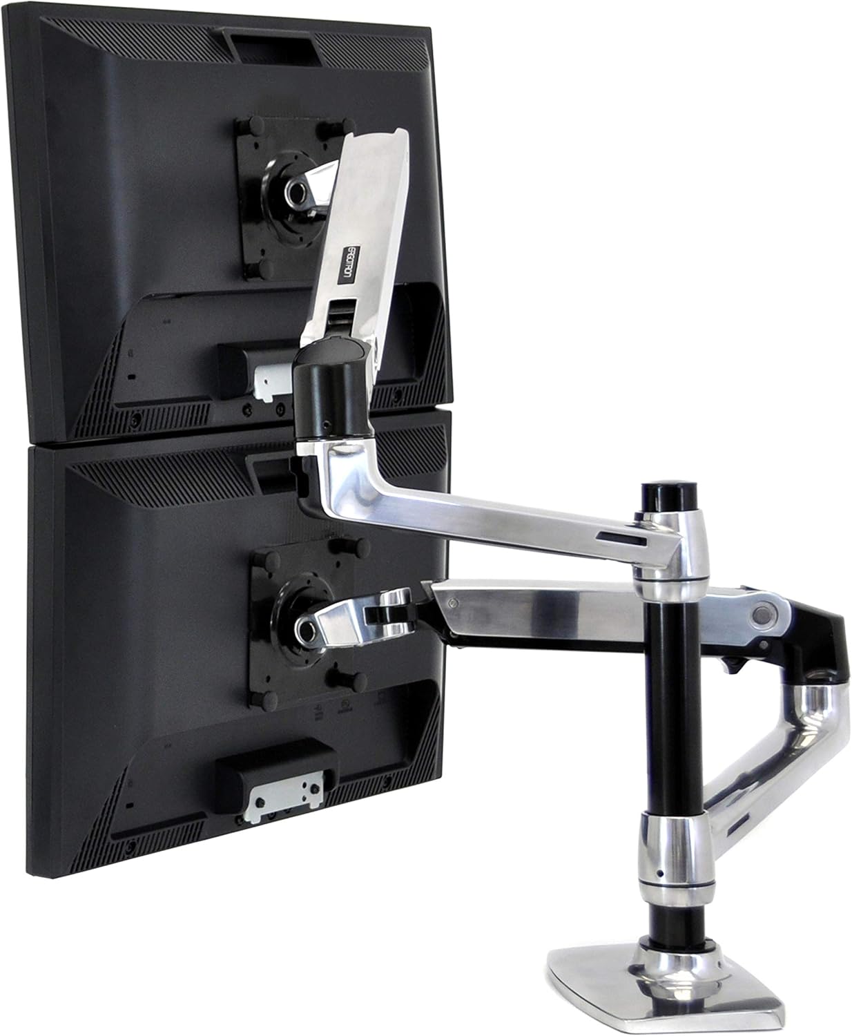 Ergotron – LX Vertical Stacking Dual Monitor Arm, VESA Desk Mount – for 2 Monitors up to 24 Inches, 7 to 20 Lbs Each – Polished Aluminum - Serious Techies
