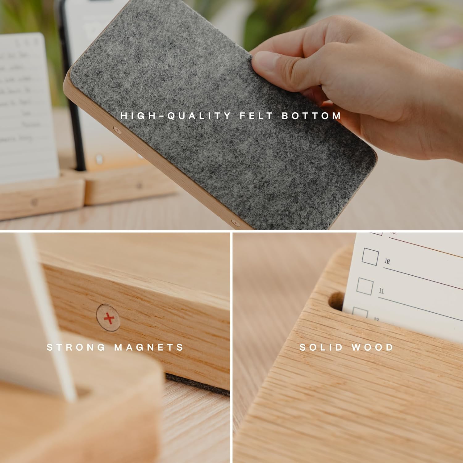 COREMINDED - Modular Office Desk Organizer Tray Set - Solid Wood Desk Tray with Felt Lining - Desktop Organizer Wood Desk Accessories - Set B - Serious Techies