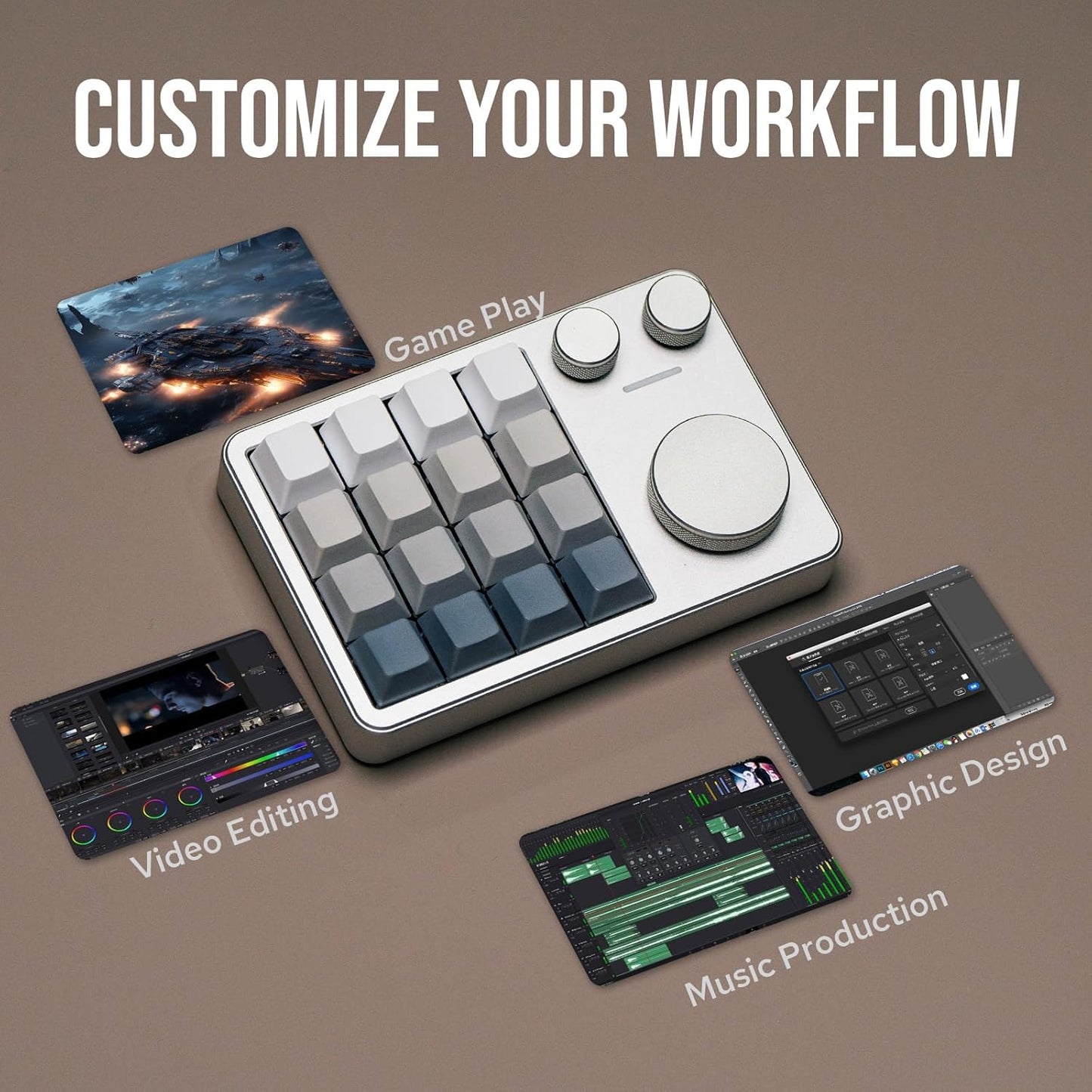 KIIBOOM - Cybrix 16 via Programmable Macro Pad - 16 Keys + 3 Knobs, Type-C Wired Aluminum Numpad, Hot-Swappable PCB, RGB Backlight, Lightweight & Portable Numeric Keypad for Windows & Mac (Silver) - Serious Techies