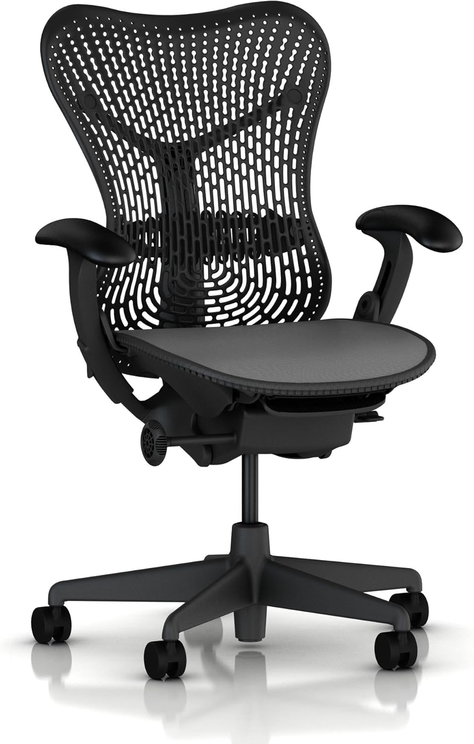 Herman Miller - Mirra Chair by : Fully Featured W/Forward Tilt - Adjustable Arms - Flexfront Seat - Tilt Limiter - Lumbar Support - Hard Floor Casters - Graphite Frame/Graphite Seat - Serious Techies