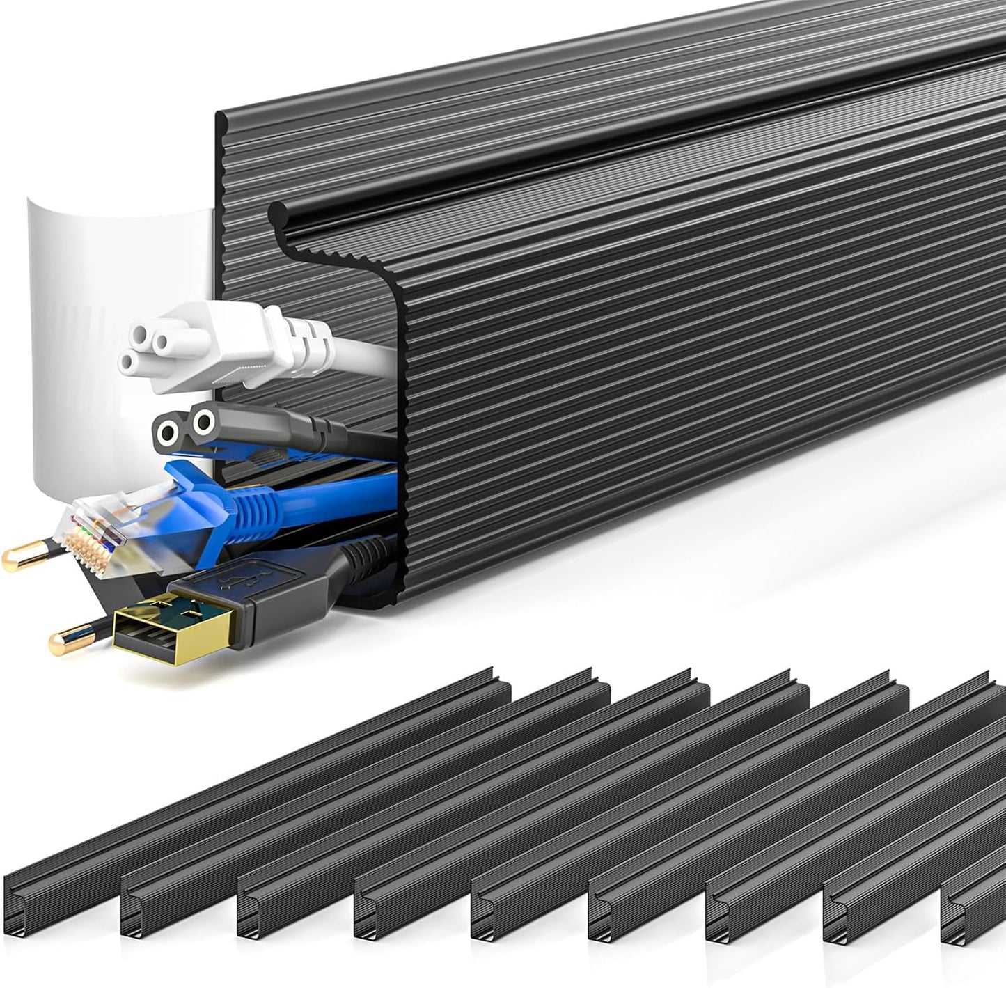 Yecaye - 157In Cable Management, Cord Organizer,Easy Install Self-Adhesive Cable Organizer,Cord Management, Desk Wire Holder for Office Organization,Child and Pet Proofing, White - Serious Techies