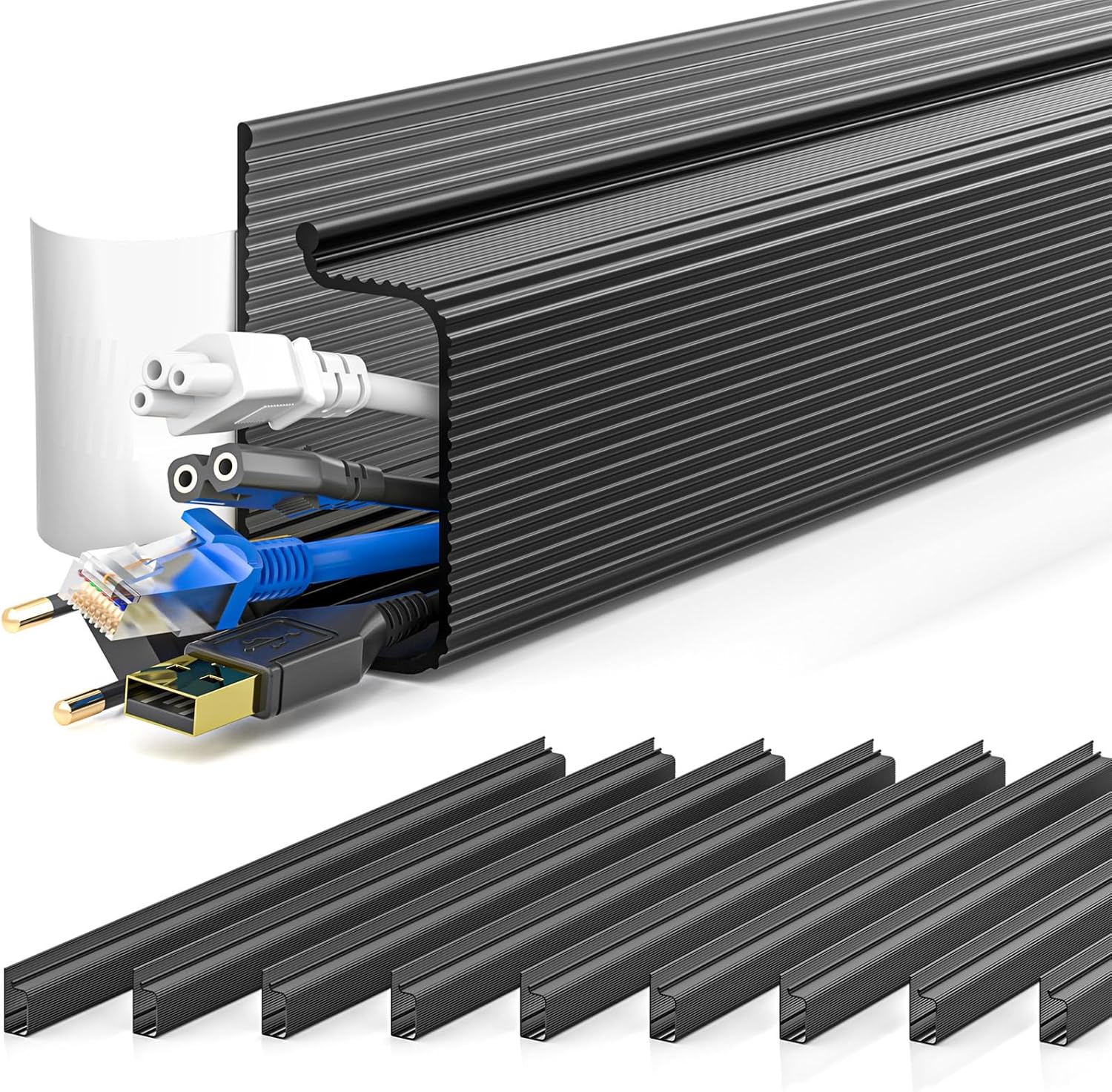 Yecaye - 157In Cable Management, Cord Organizer,Easy Install Self-Adhesive Cable Organizer,Cord Management, Desk Wire Holder for Office Organization,Child and Pet Proofing, White - Serious Techies