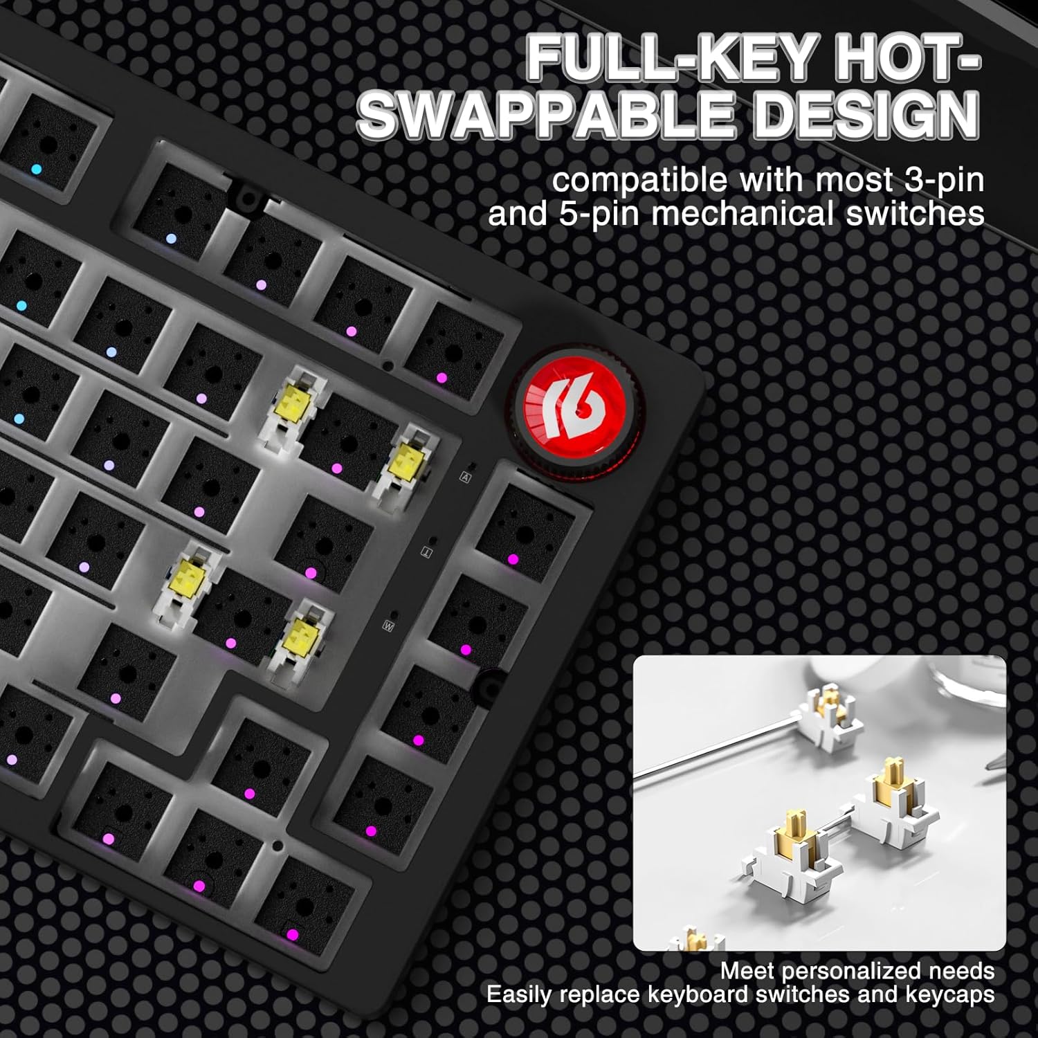 LEOBOG - Hi75C Upgraded Wired Mechanical Keyboard Kit – Aluminum Alloy Gasket Mount 75% Barebones DIY Base with Hot Swap, RGB Backlighting & Volume Knob – Enhanced Custom Gaming Keyboard Build - Serious Techies