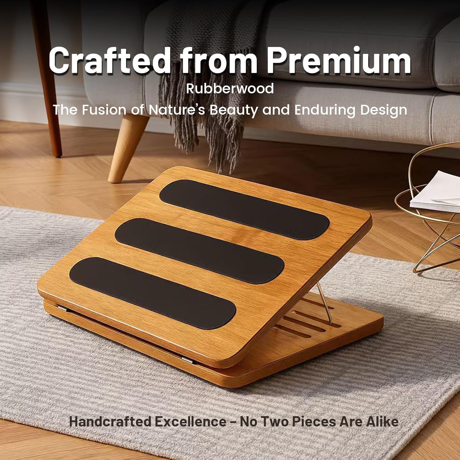 Kunffiyso - Foot Rest for under Desk at Work - Wooden Adjustable Office Footrest with Foam Cushion Pad, 4 Heights & Ergonomic Anti-Slip Design for Home & Office (Natural) - Serious Techies