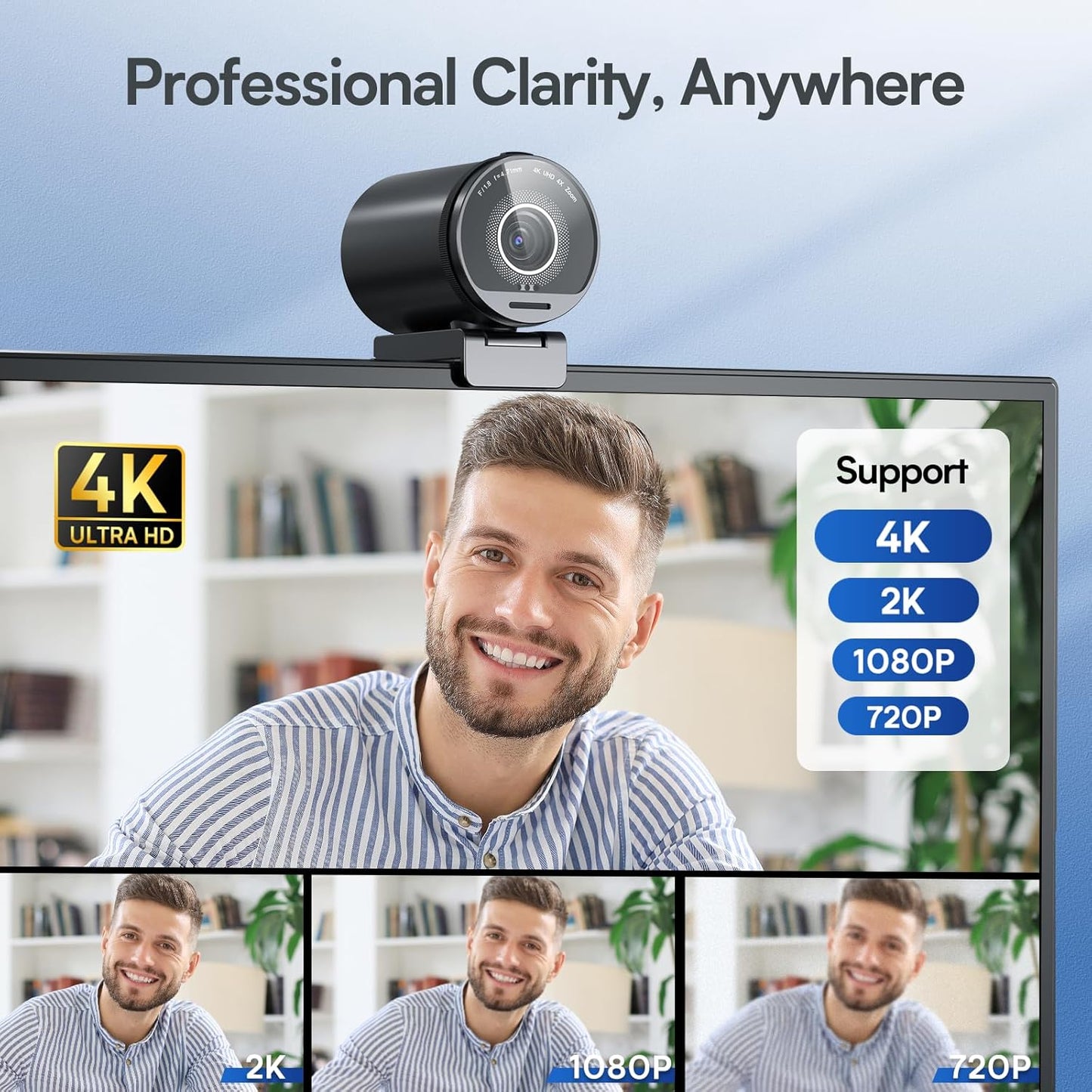 EMEET - Smartcam S800-4K Webcam for Streaming, Sony 1/2'' Sensor, Supports HDR, PDAF&TOF Dual-Autofocus, 1080P@60Fps, 2 Noise-Cancelling Mics, 40°-73° FOV, Perfect for Live Streaming&Online Meetings - Serious Techies