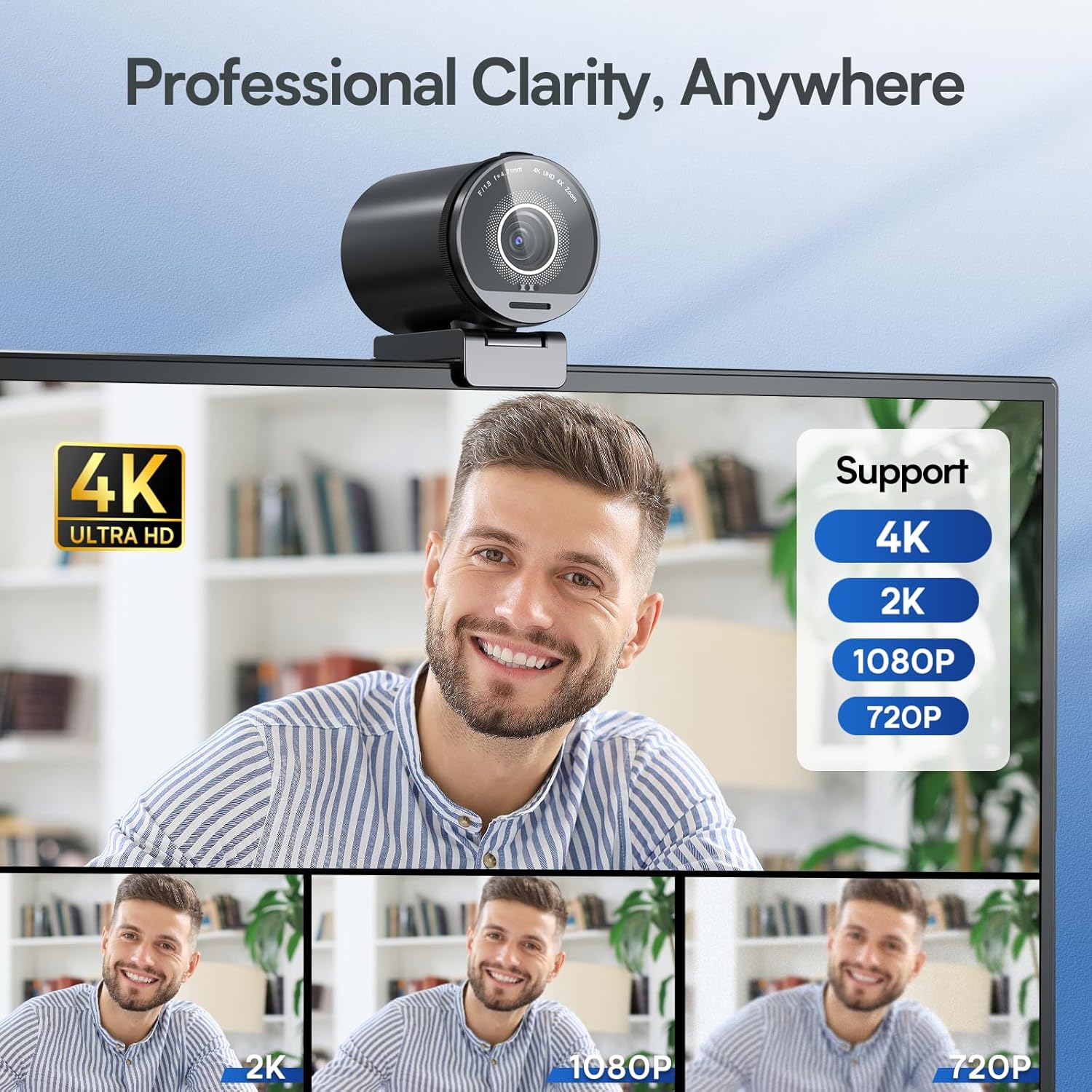 EMEET - Smartcam S800-4K Webcam for Streaming, Sony 1/2'' Sensor, Supports HDR, PDAF&TOF Dual-Autofocus, 1080P@60Fps, 2 Noise-Cancelling Mics, 40°-73° FOV, Perfect for Live Streaming&Online Meetings - Serious Techies