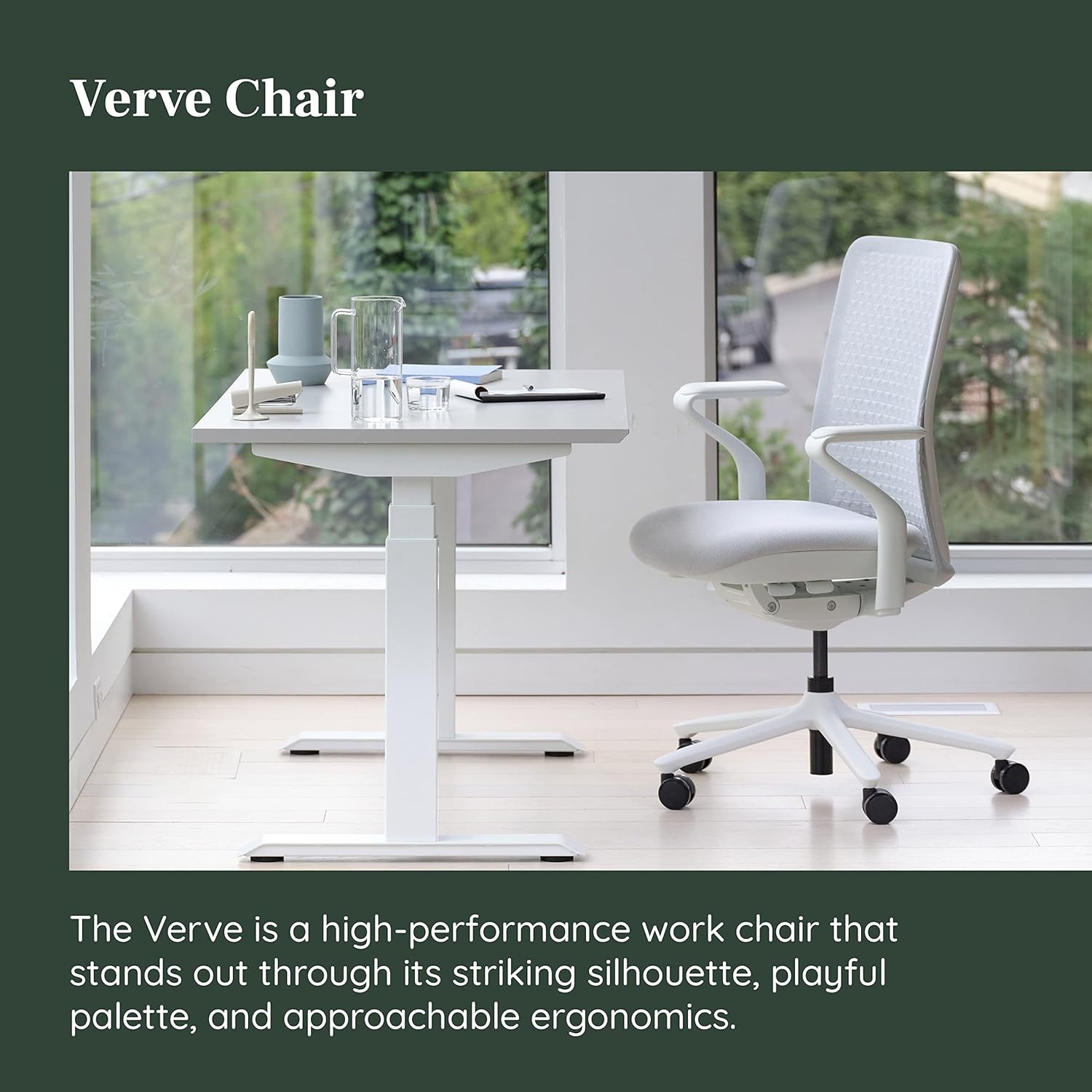 Branch - Verve Chair - High Performance Executive Office Chair with Contoured Seat Back and Adjustable Lumbar Rest - High Density Foam Cushion with Aluminum Base - up to 275 Lbs - Mist - Serious Techies