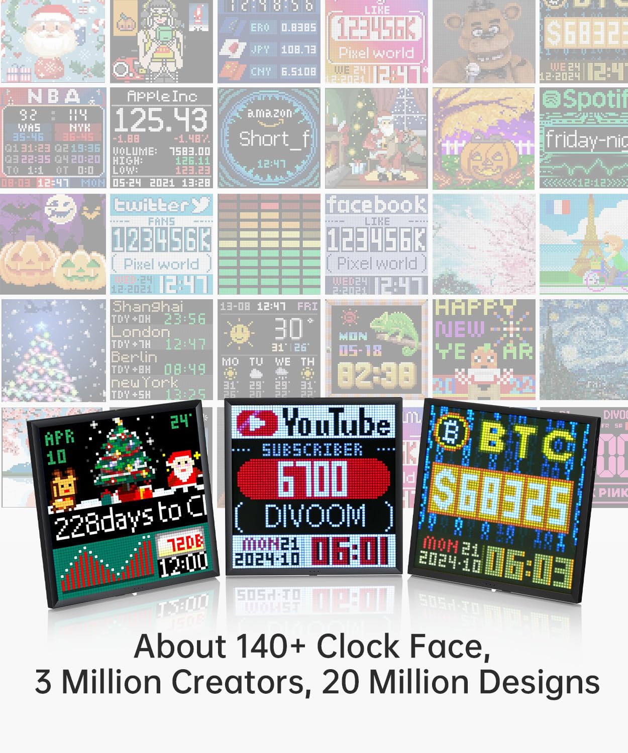 Pixoo-64 - Wifi Pixel Cloud Digital Frame with APP Control,64 X 64 LED Panel Display Frame for Gaming Room Decoration/Social Media Fans Counter