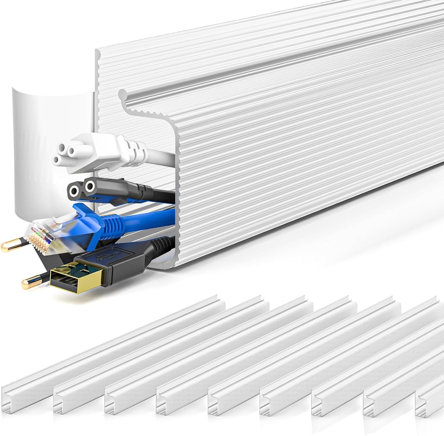 Yecaye - 157In Cable Management, Cord Organizer,Easy Install Self-Adhesive Cable Organizer,Cord Management, Desk Wire Holder for Office Organization,Child and Pet Proofing, White - Serious Techies