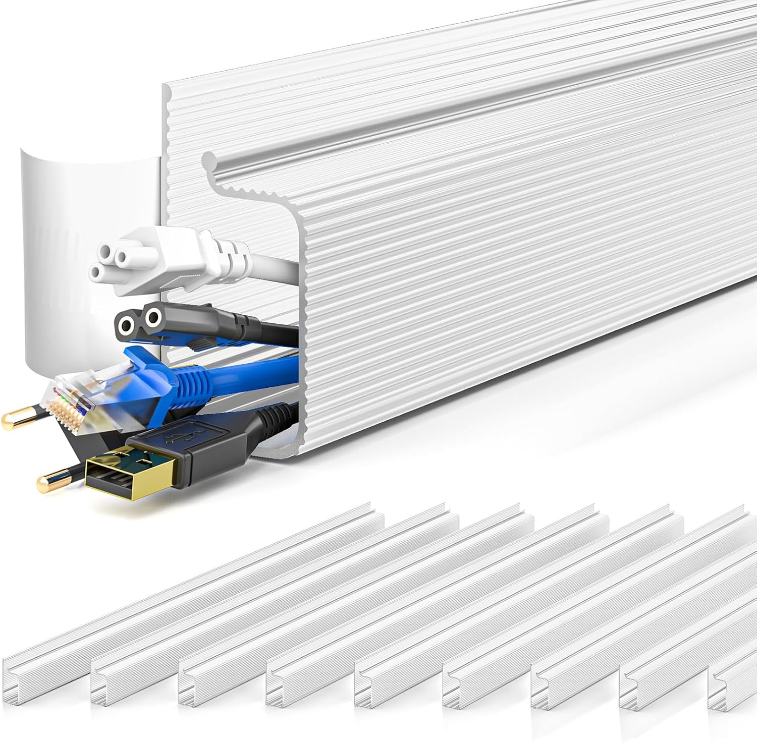 Yecaye - 157In Cable Management, Cord Organizer,Easy Install Self-Adhesive Cable Organizer,Cord Management, Desk Wire Holder for Office Organization,Child and Pet Proofing, White - Serious Techies