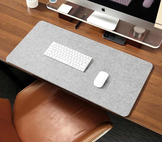 RENMTURE - Double Thickened Felt Mouse Pad, Large Desk Mat, Big Cork Mouse Mat, Large Mouse Pad for Gaming, Writing Pad, Desktop Accessories, Office Home Desktop Decoration (Light Gray, 32"X16") - Serious Techies