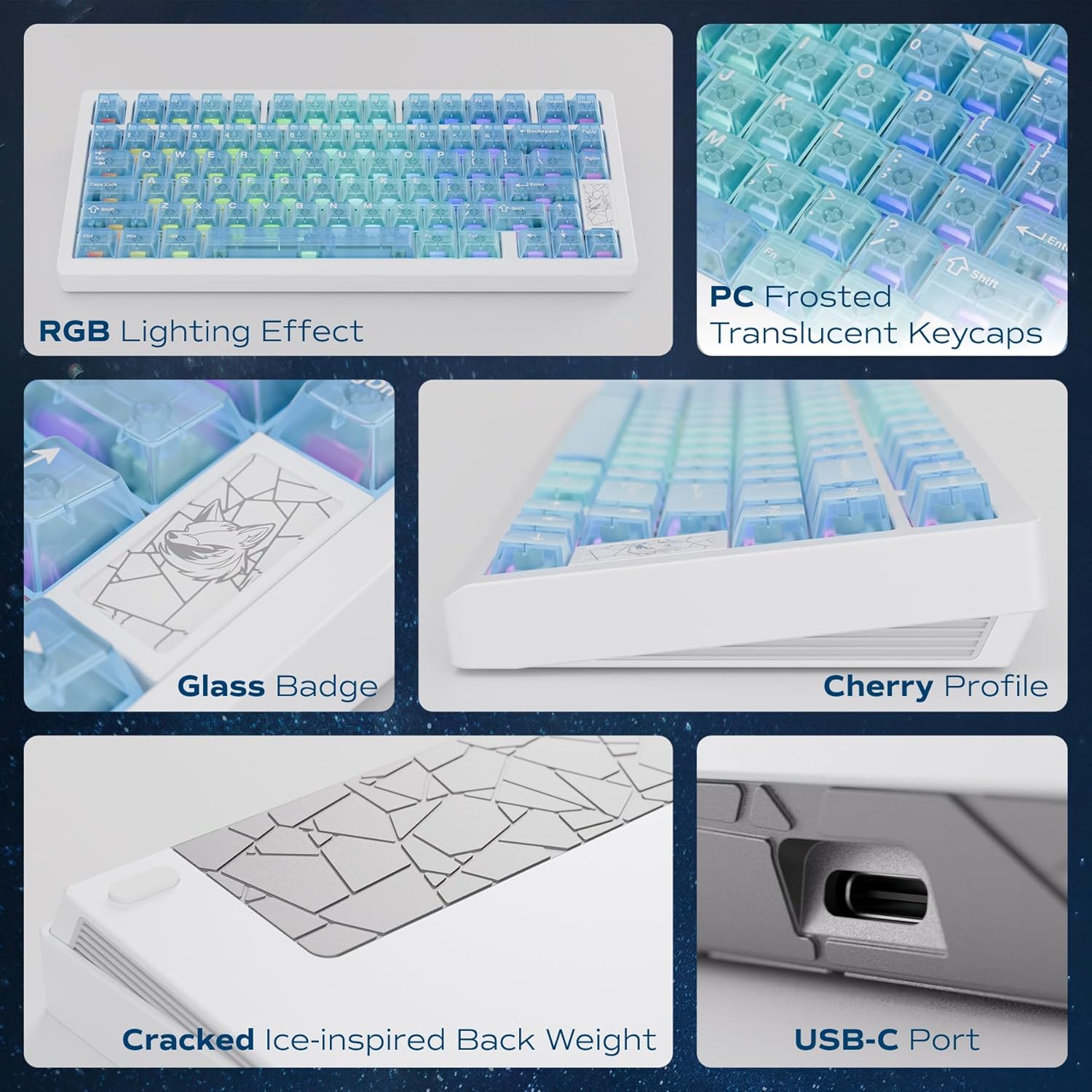 Chilkey Slice75 HE Gaming Keyboard: Hall Effect Aluminum Keyboard with Flux Switch, Rapid Trigger, 8K Polling, Per-Key RGB Gaming Magnetic Switch Key Board for Gaming (Translucent Blue)