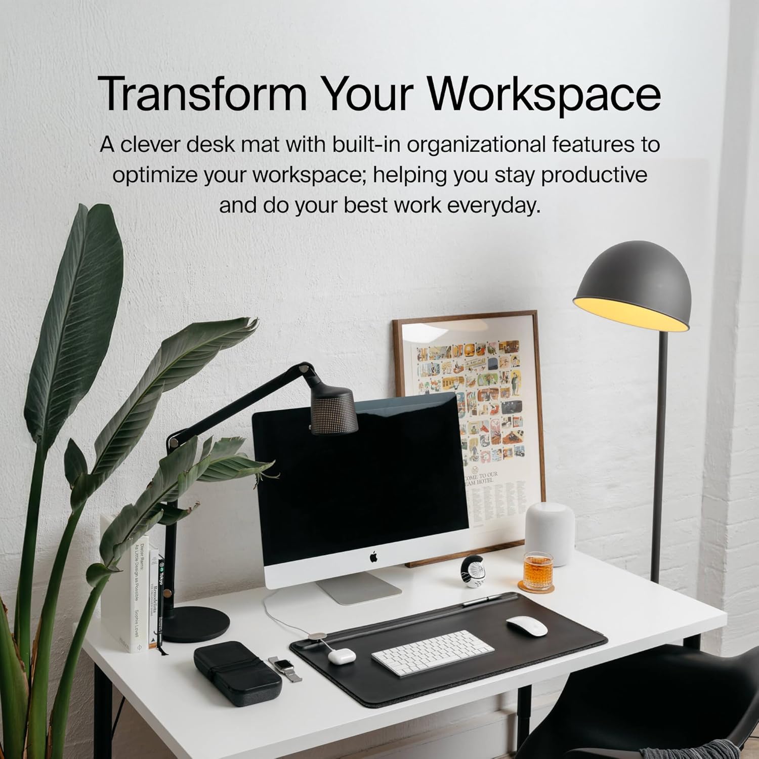 Orbitkey - Premium Leather Desk Mat Slim | Multi-Purpose & Waterproof Table Protector Accessory for Work Home Gaming Office Keyboard Mat Organizer | 31.4" L X 12.2" W X 0.19" H, Anti-Slip, Stone Finish - Serious Techies