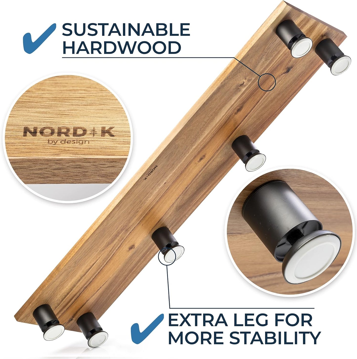 Nordik - Large Dual Monitor Riser for 2 - Premium Handmade Hardwood Acacia Computer - Laptop TV Stand with Storage for Desk Accessories - Serious Techies