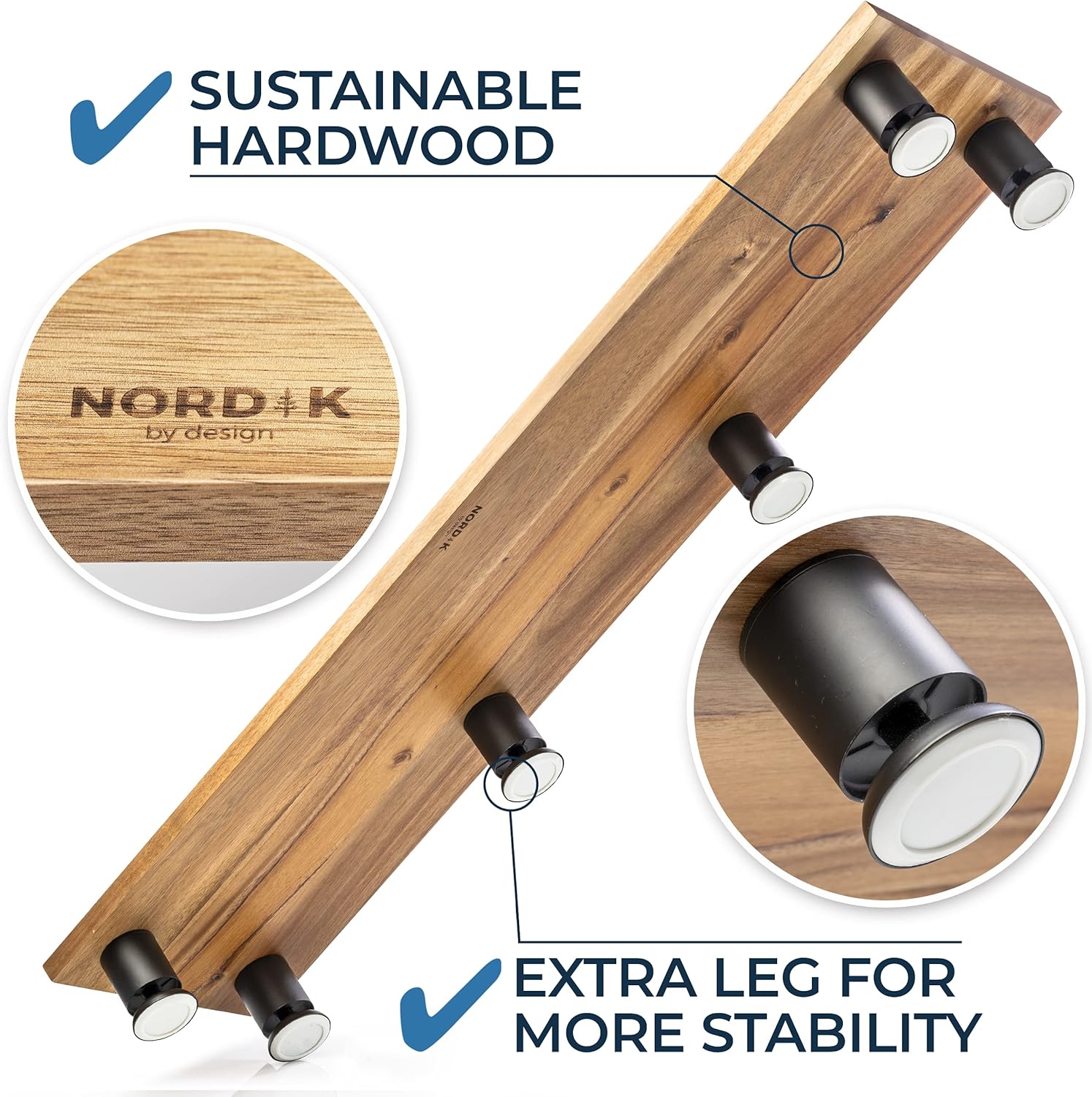 Nordik - Large Dual Monitor Riser for 2 - Premium Handmade Hardwood Acacia Computer - Laptop TV Stand with Storage for Desk Accessories - Serious Techies