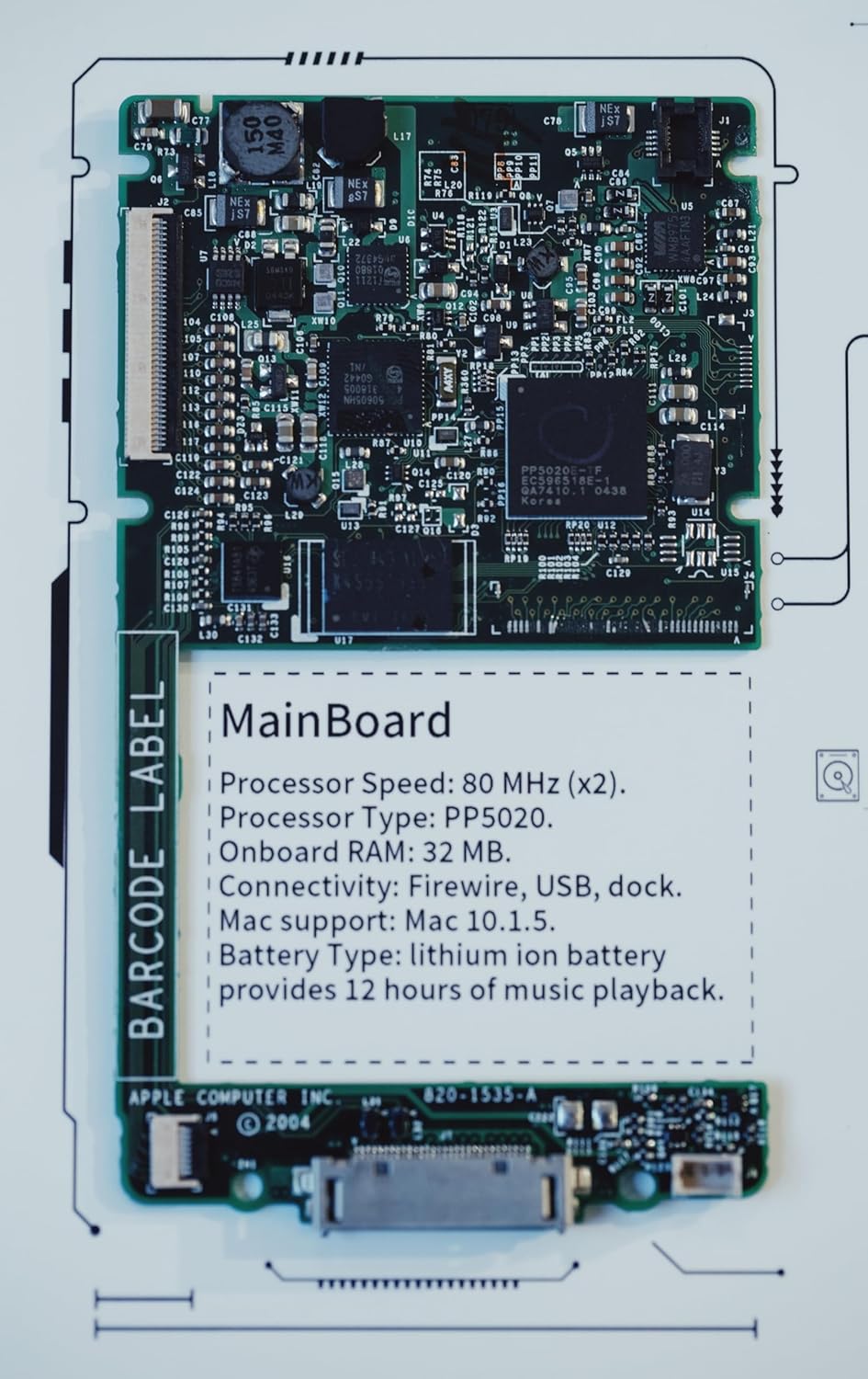  Funbox Design - Framed Teardown Wall Art for Apple Ipod4 Special Edition Retro Music Tech Decor Digital Collectible Made from Original Shell Gift for Him Fans and Collectors (For Ipod 4 Classic) - Serious Techies