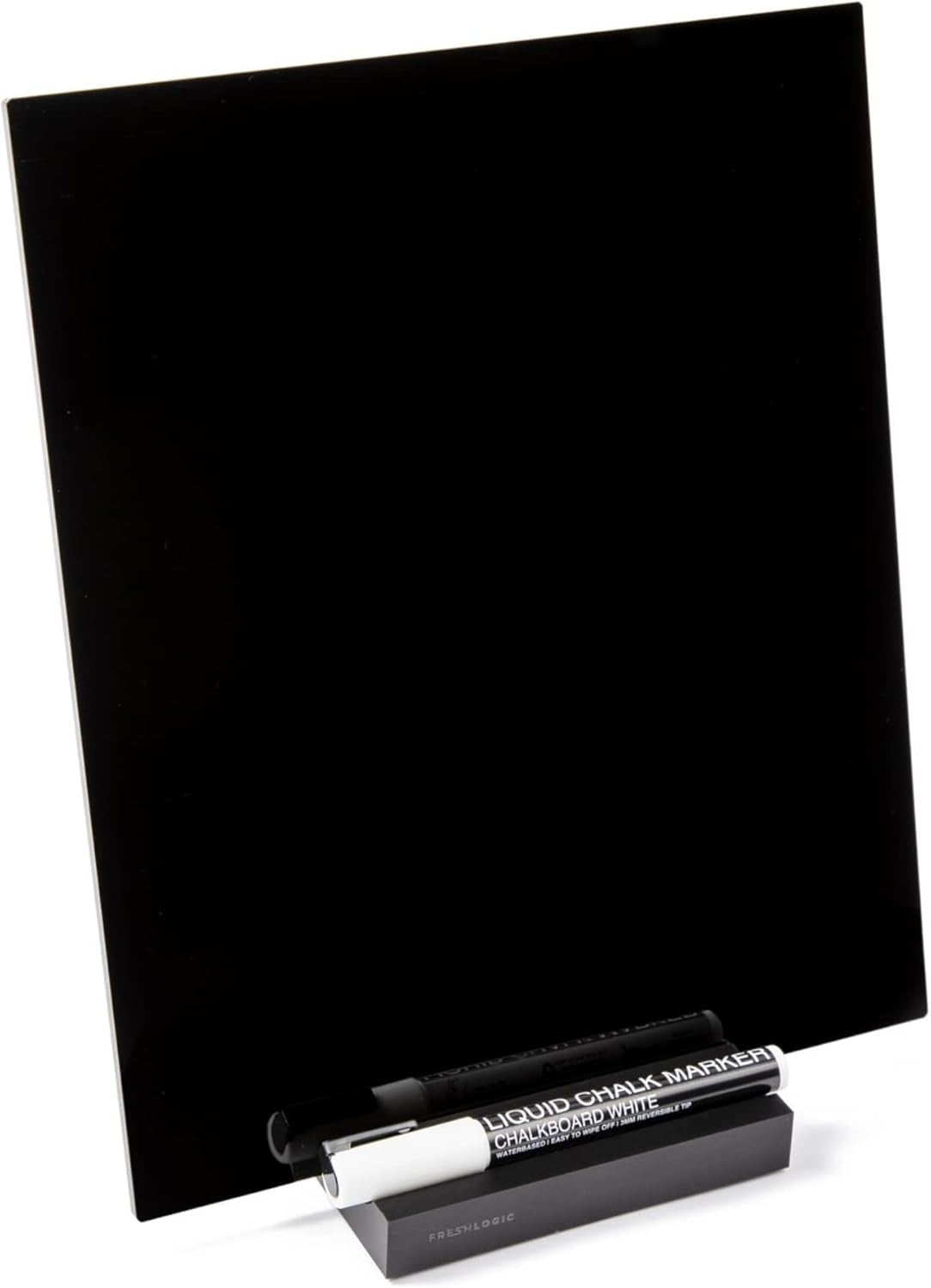 FRESH LOGIC - Acrylic Black Dry Erase Board with Stand – 10"X12" Desk Whiteboard for Office, Home or School – Reusable Desk Blackboard with Marker – Portable Chalkboard Easel for Notes, Reminders & To-Do Lists - Serious Techies