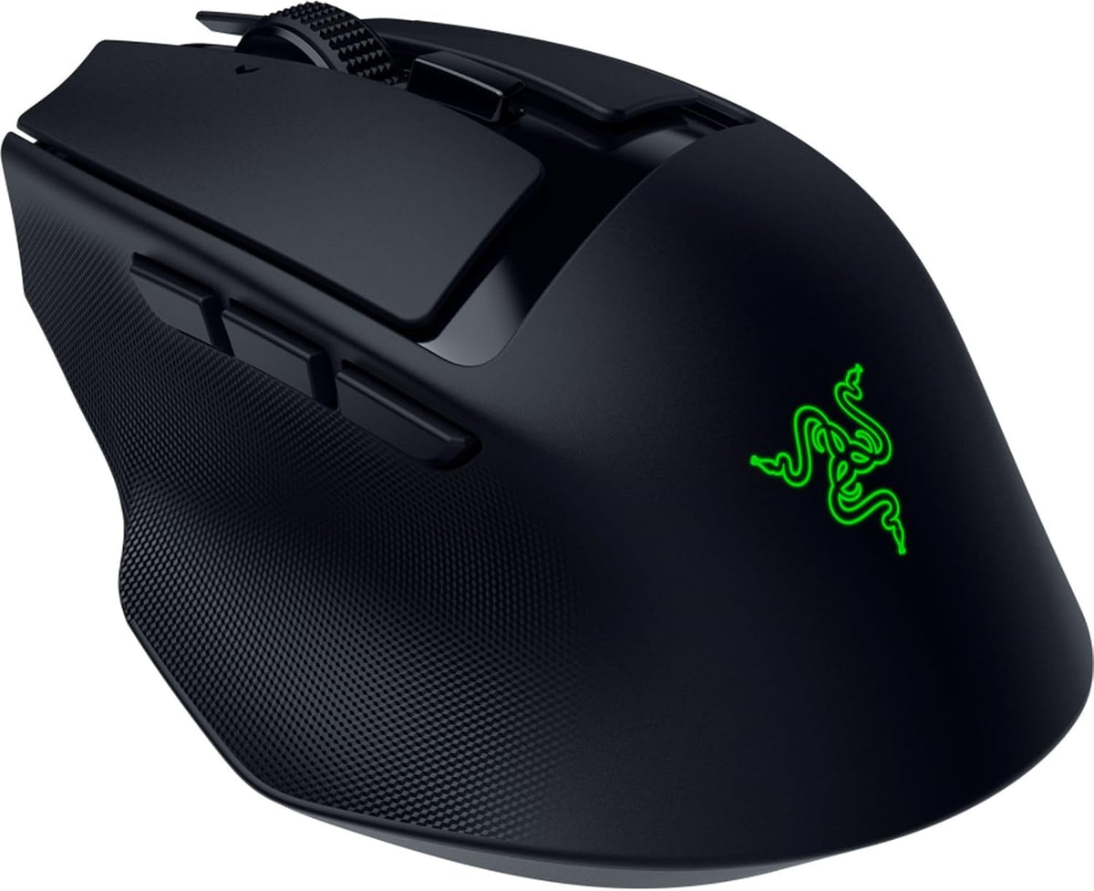 Razer - Basilisk Mobile Portable Ergonomic Wireless Gaming Mouse: 10 Programmable Controls Hyperscroll - Optical Switches Gen-3 - Long Battery Life - AI Prompt - 2.4 Ghz, Bluetooth, USB C - Serious Techies - Serious Techies, LLC