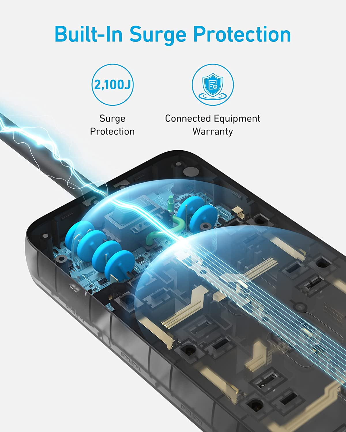 Anker - Surge Protector Power Strip (2100J),  12 Outlets with 1 USB C and 2 USB Ports for Iphone - Serious Techies