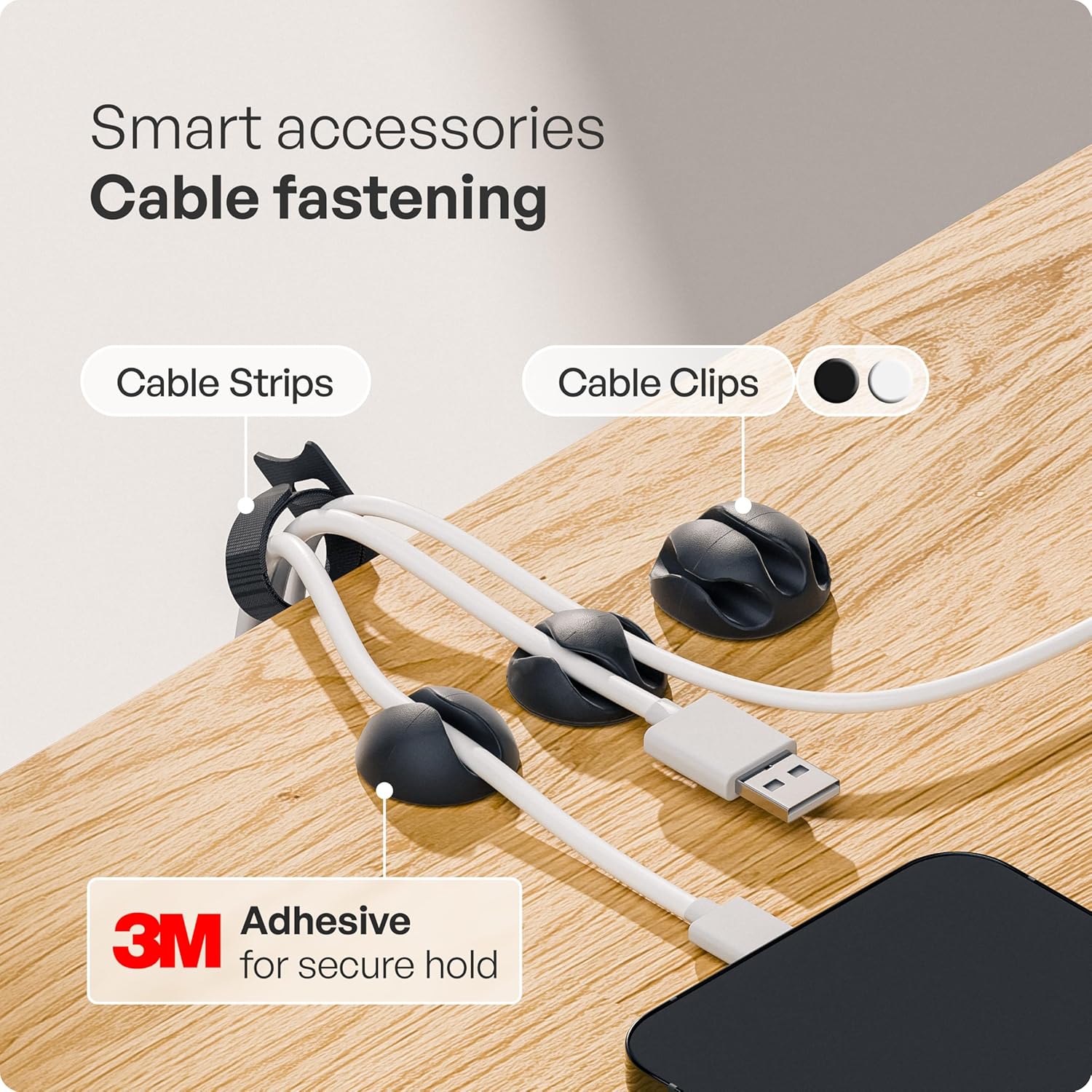 pamo - Cable Management under Desk for Easy Mounting Under-Table I Set of 3 - with 10X Cable Ties I Desk Organizer for Office/Home Office Table Thoughtful Cable Tray Holder - Serious Techies