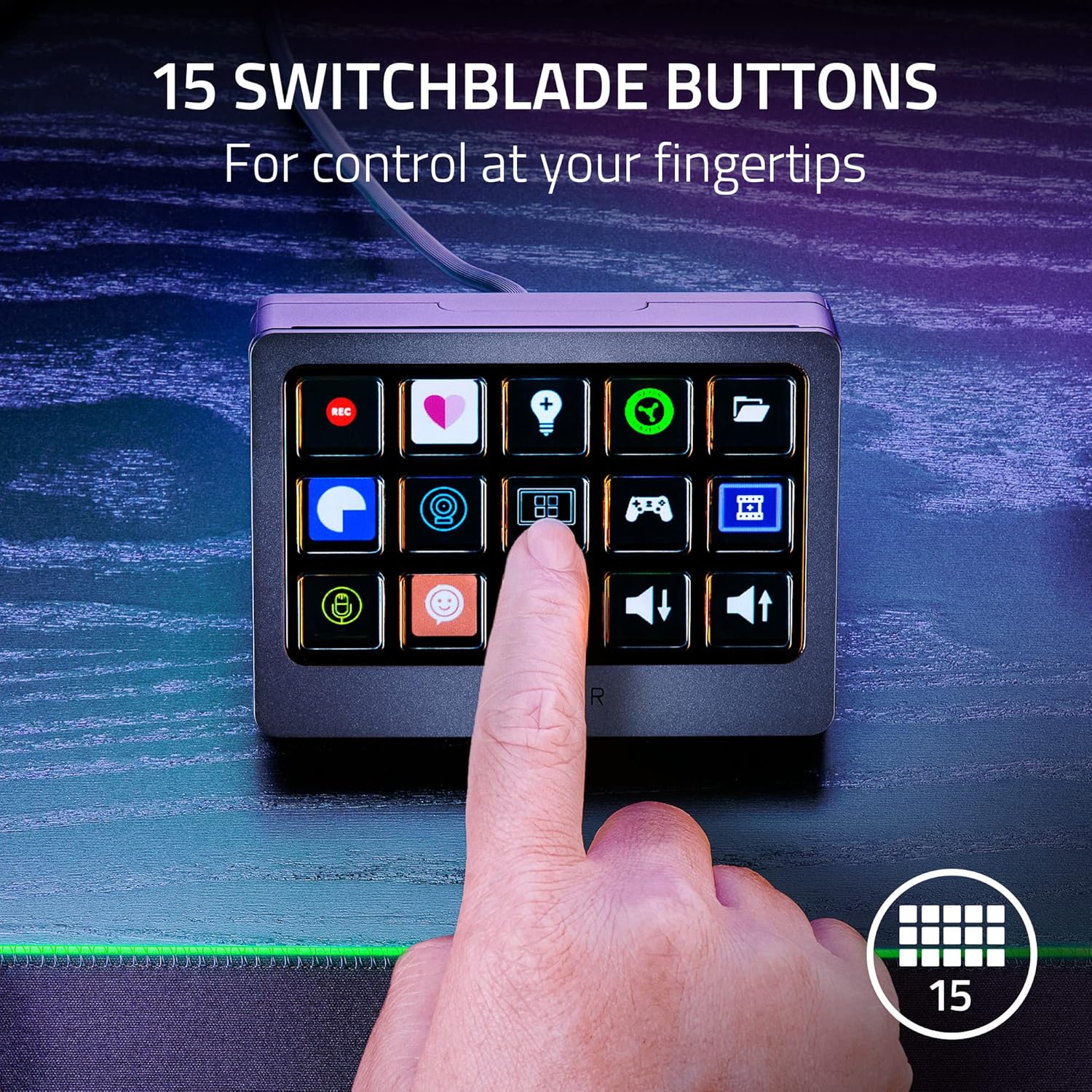 Razer - Stream Controller X: All-In-One Keypad for Streaming - 15 Switchblade Buttons - Multi-Link Macros - Swappable Magnetic Faceplate - Designed for PC & Mac Compatibility - Serious Techies