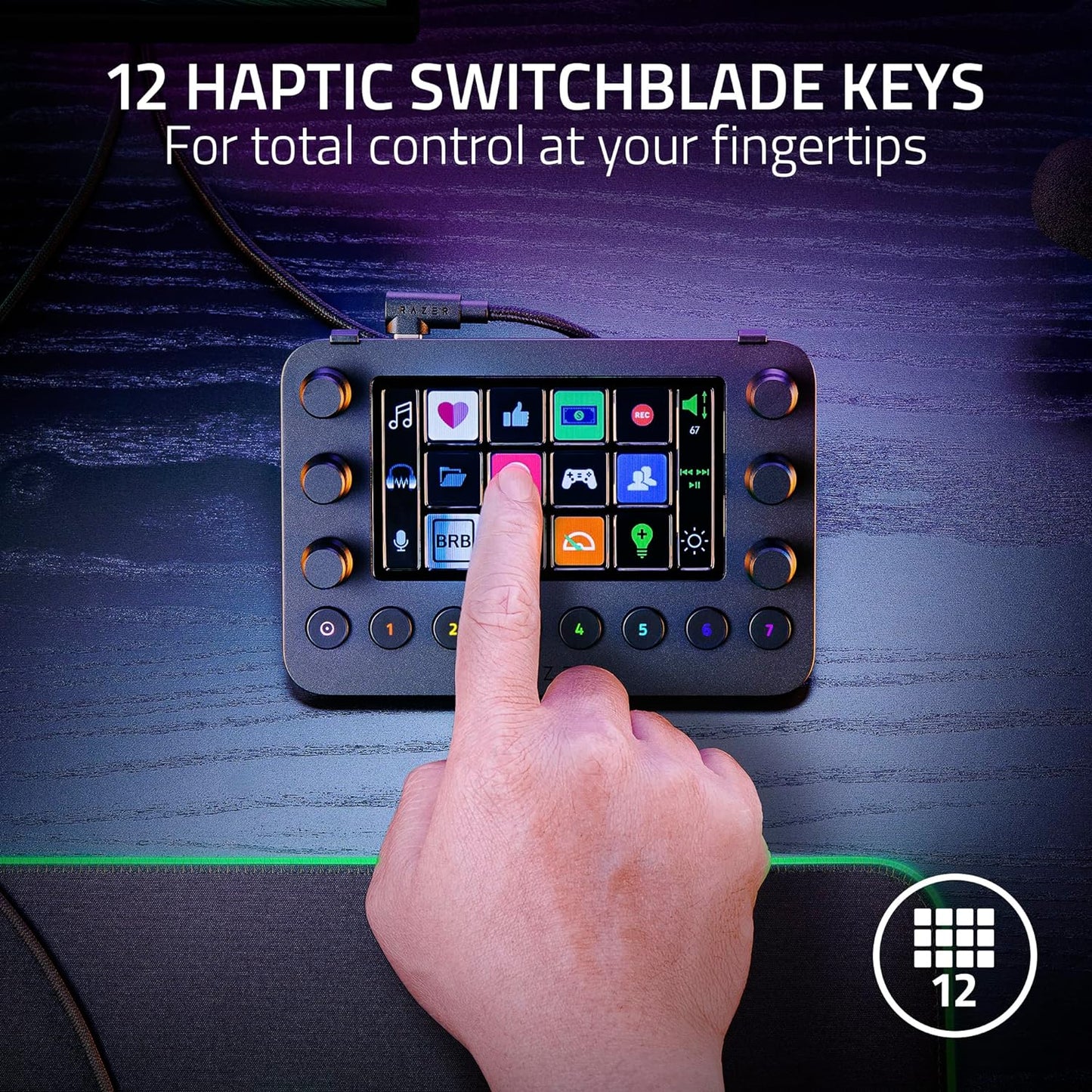 Razer - Stream Controller: All-In-One Keypad for Streaming - 12 Haptic Switchblade Keys - 6 Tactile Analog Dials - 8 Programmable Buttons - Designed for PC & Mac Compatibility - Serious Techies
