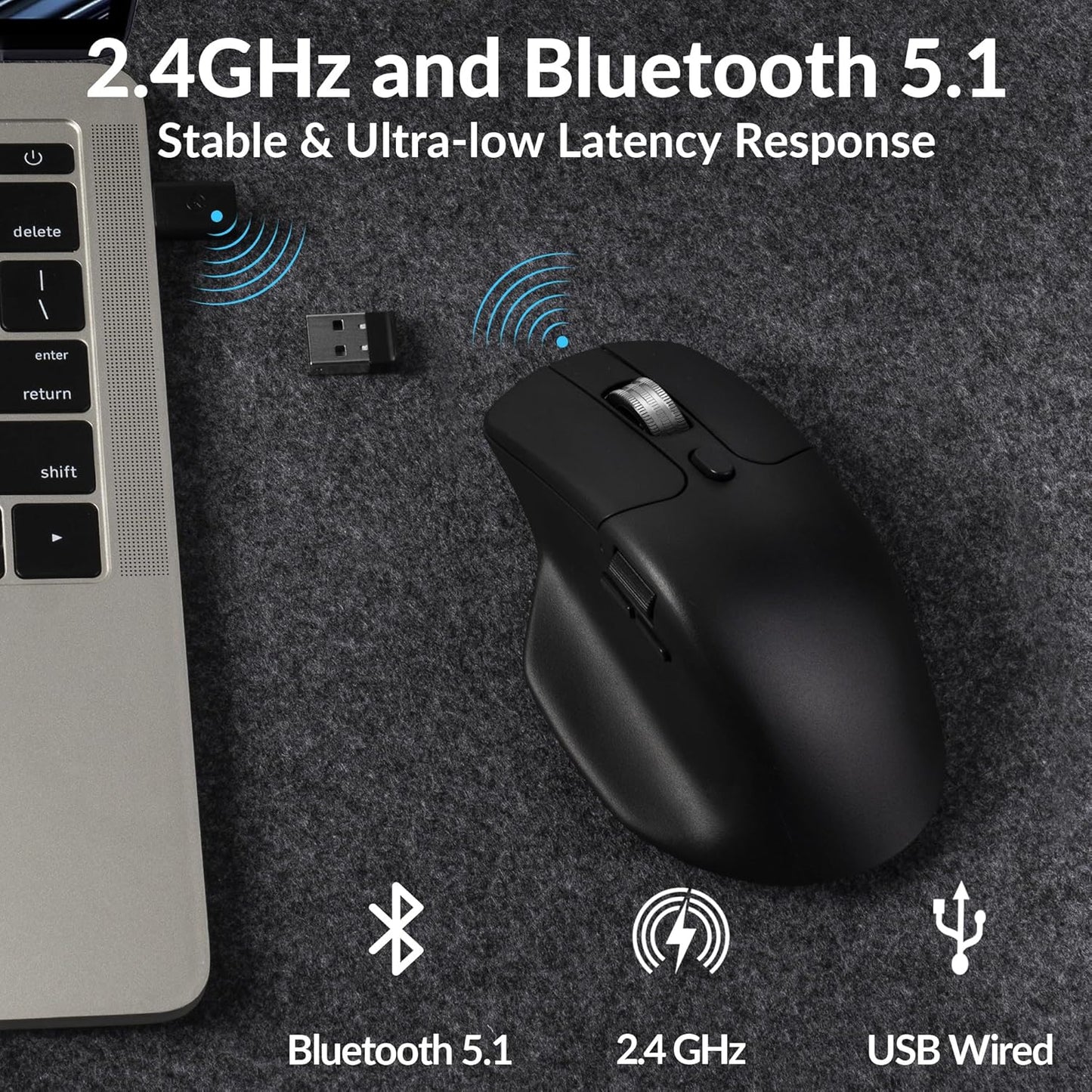 Keychron - M6 Wireless Gaming Mouse, 1000Hz Polling, Bluetooth 5.1/2.4Ghz/Wired, Lightweight 78G, Pixart 3395 Optical Sensor up to 26,000 DPI, Programmable, for Windows/Mac/Linux – Black - Serious Techies