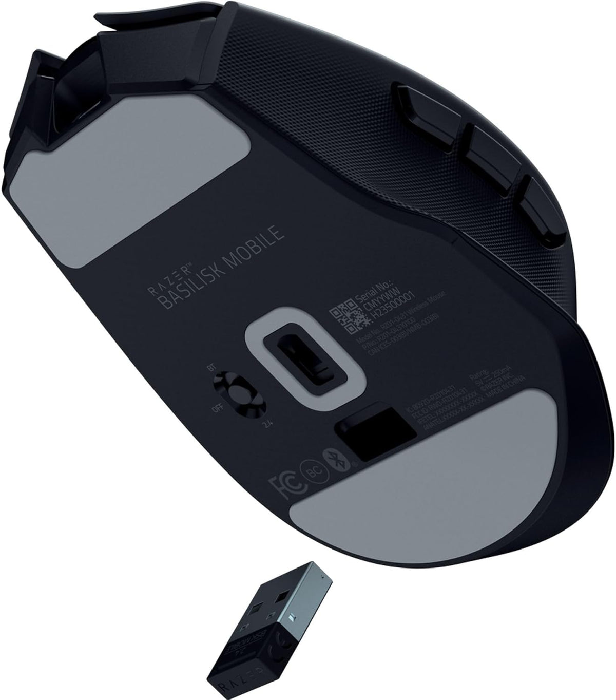 Razer - Basilisk Mobile Portable Ergonomic Wireless Gaming Mouse: 10 Programmable Controls Hyperscroll - Optical Switches Gen-3 - Long Battery Life - AI Prompt - 2.4 Ghz, Bluetooth, USB C - Serious Techies - Serious Techies, LLC